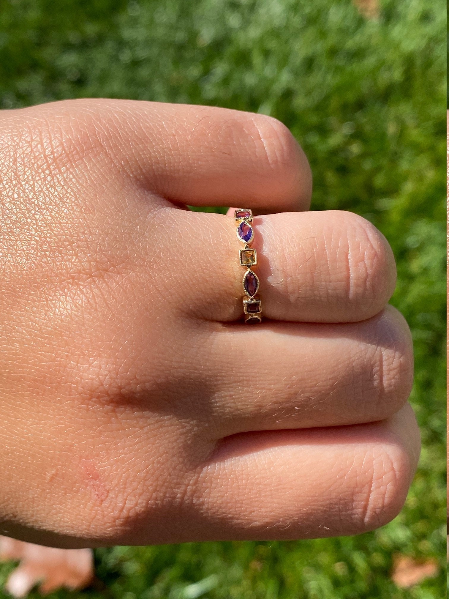 SOLD - The Aaliyah: Ladies Gold Multi-Gem Eternity Band - Image 7