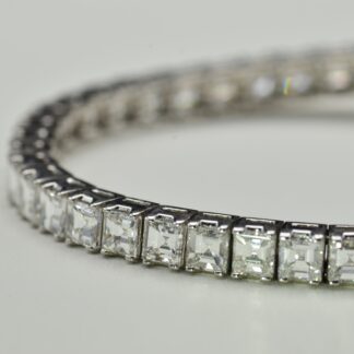 The Rembrandt:  White gold Square Emerald Cut Diamond Bracelet set with 15.72 carats of Asscher Cut Diamonds