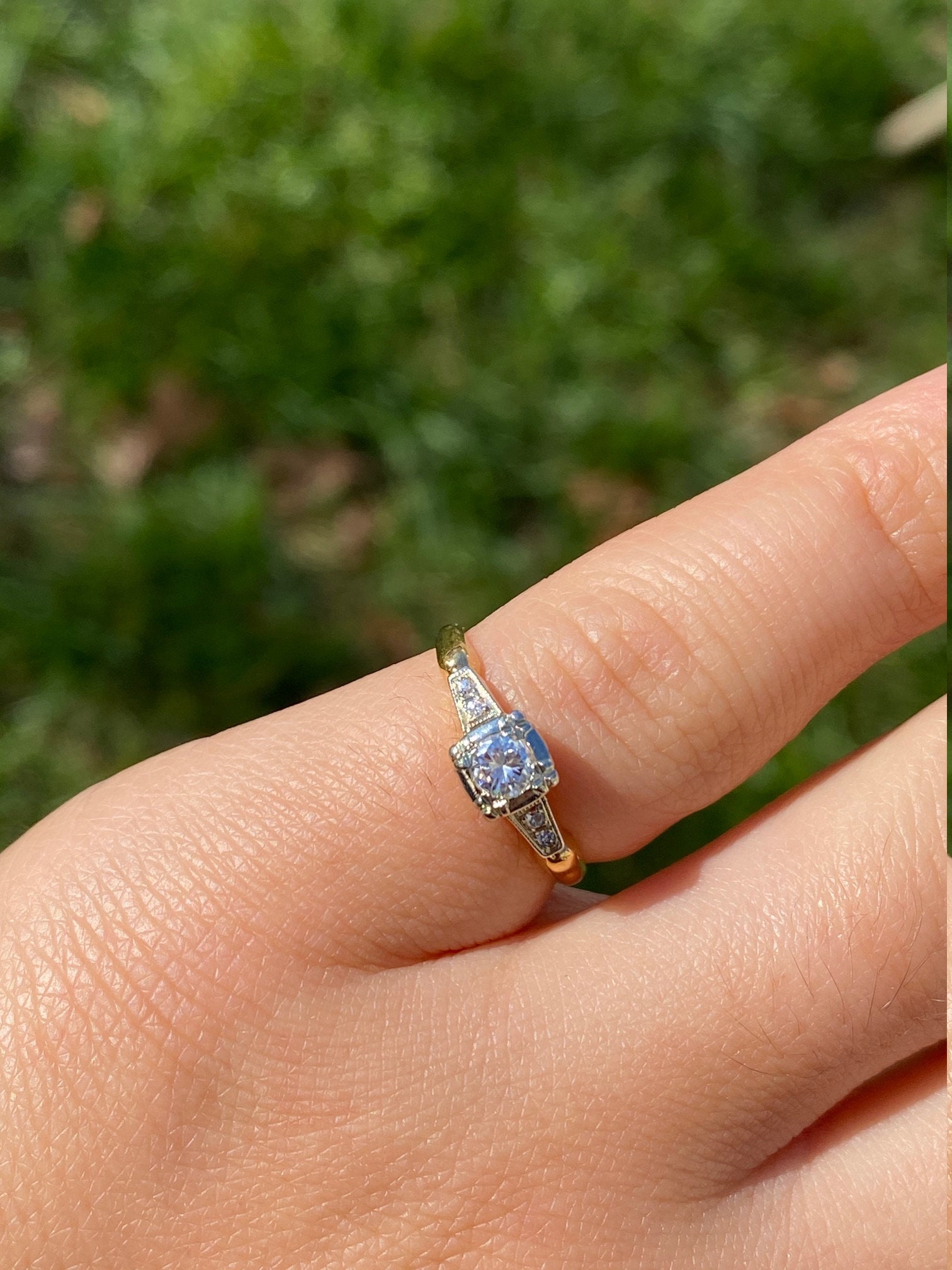 SOLD - The Fallen: Antique Diamond Engagement Ring in Yellow Gold - Image 7