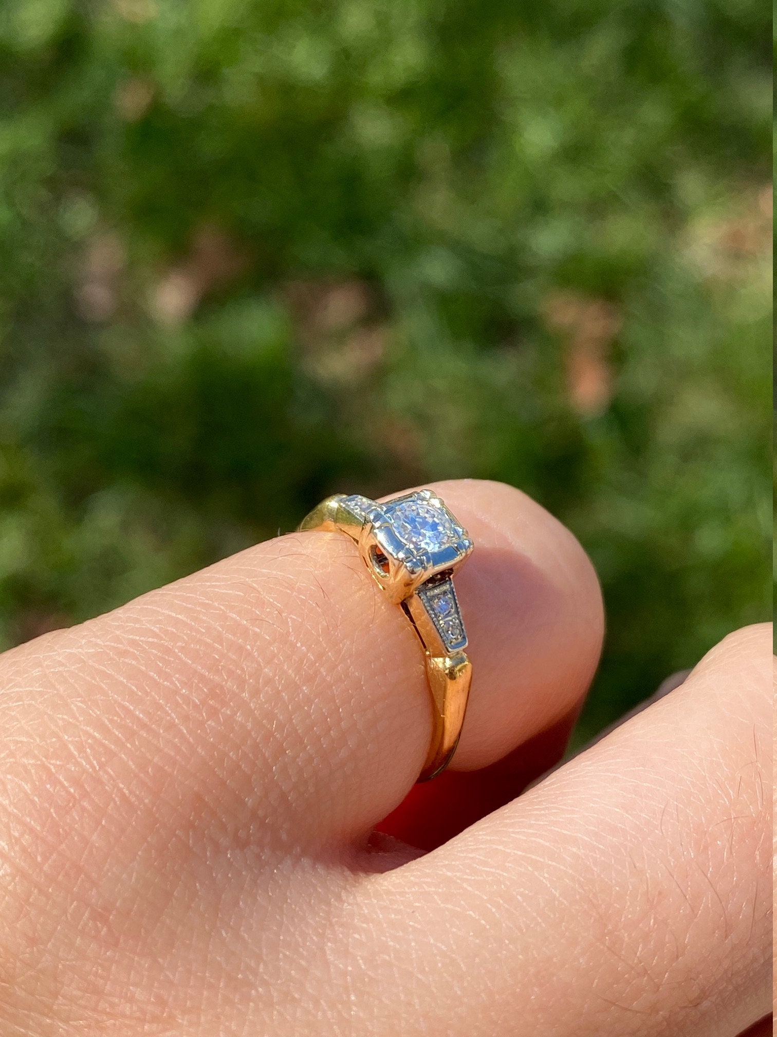 SOLD - The Fallen: Antique Diamond Engagement Ring in Yellow Gold - Image 8