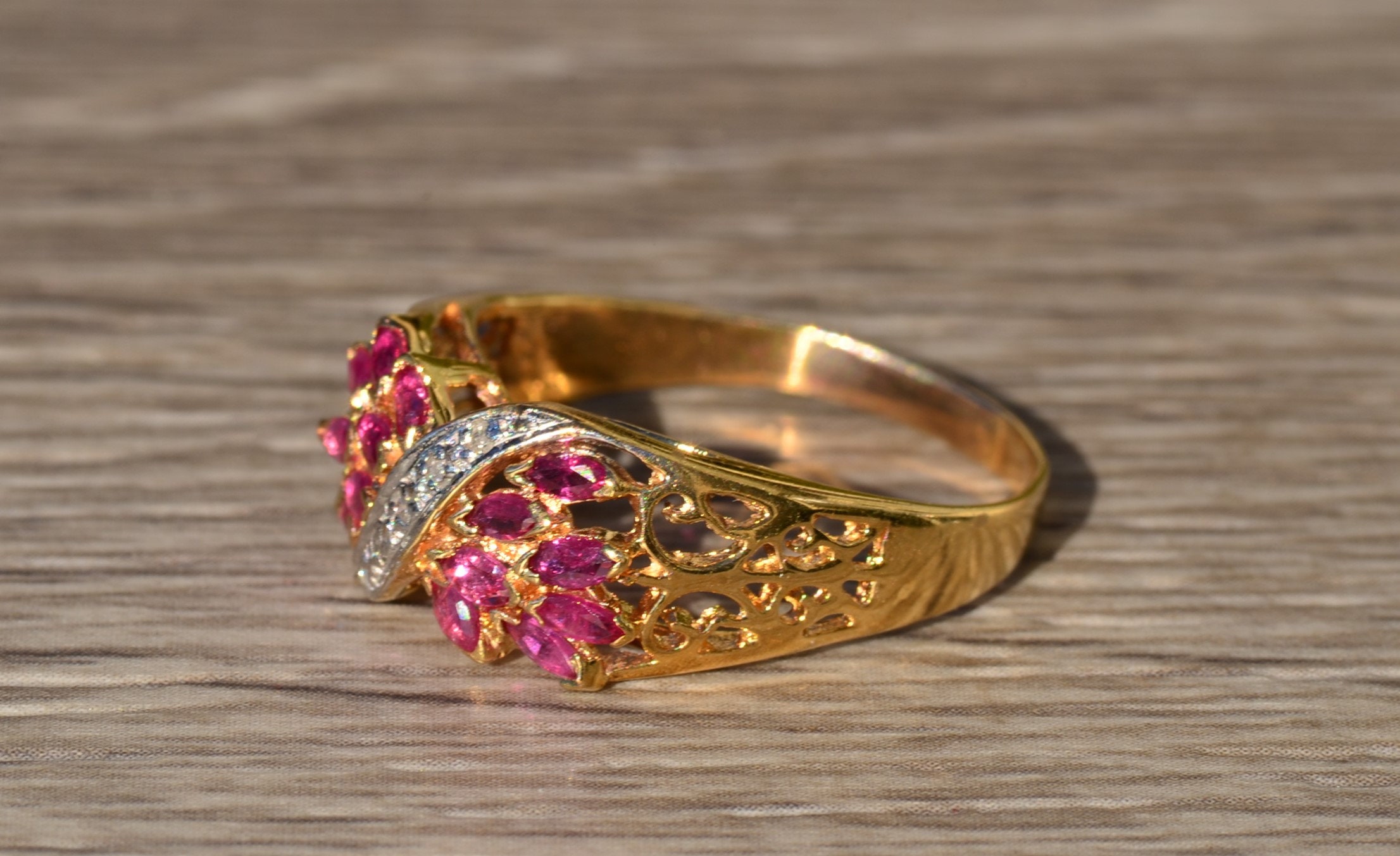The Brandilyn: Ladies 14K Gold Ruby and Diamond Cocktail Ring - Image 2