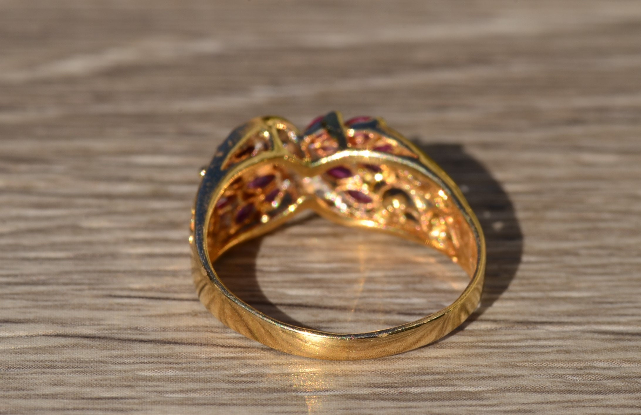 The Brandilyn: Ladies 14K Gold Ruby and Diamond Cocktail Ring - Image 3