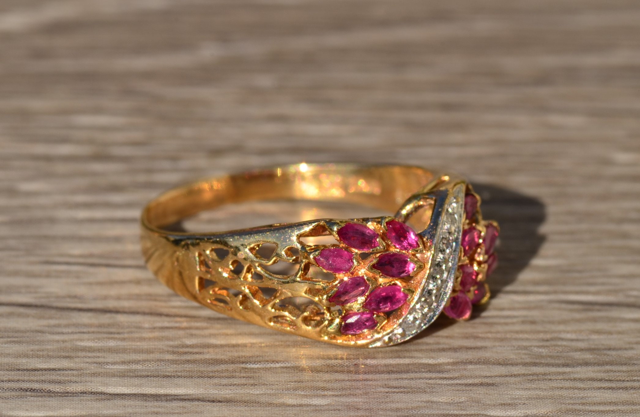 The Brandilyn: Ladies 14K Gold Ruby and Diamond Cocktail Ring - Image 4