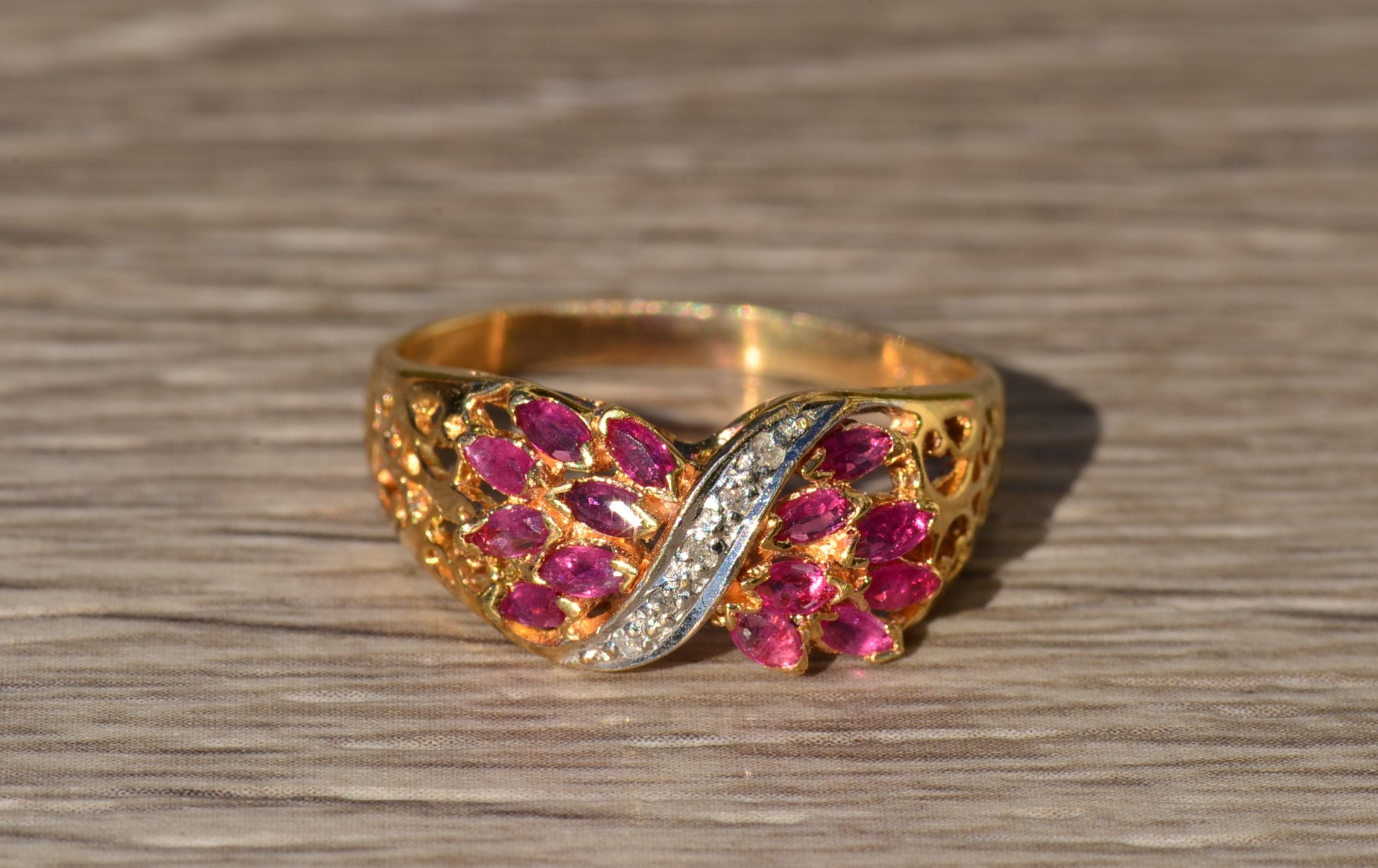 The Brandilyn: Ladies 14K Gold Ruby and Diamond Cocktail Ring - Image 5