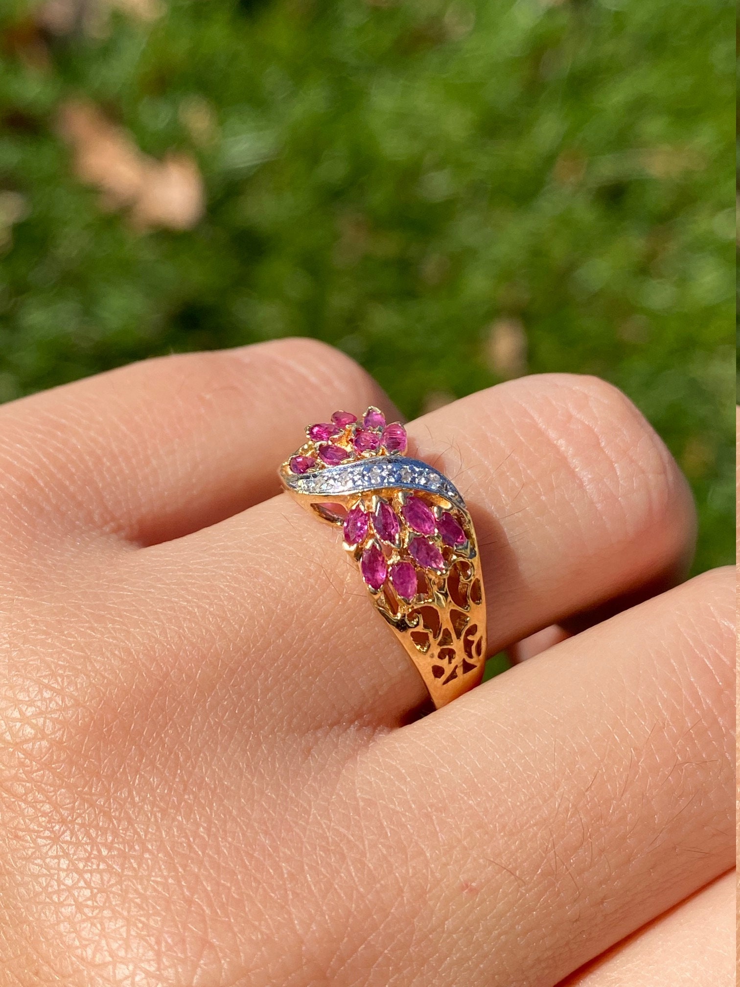 The Brandilyn: Ladies 14K Gold Ruby and Diamond Cocktail Ring - Image 7