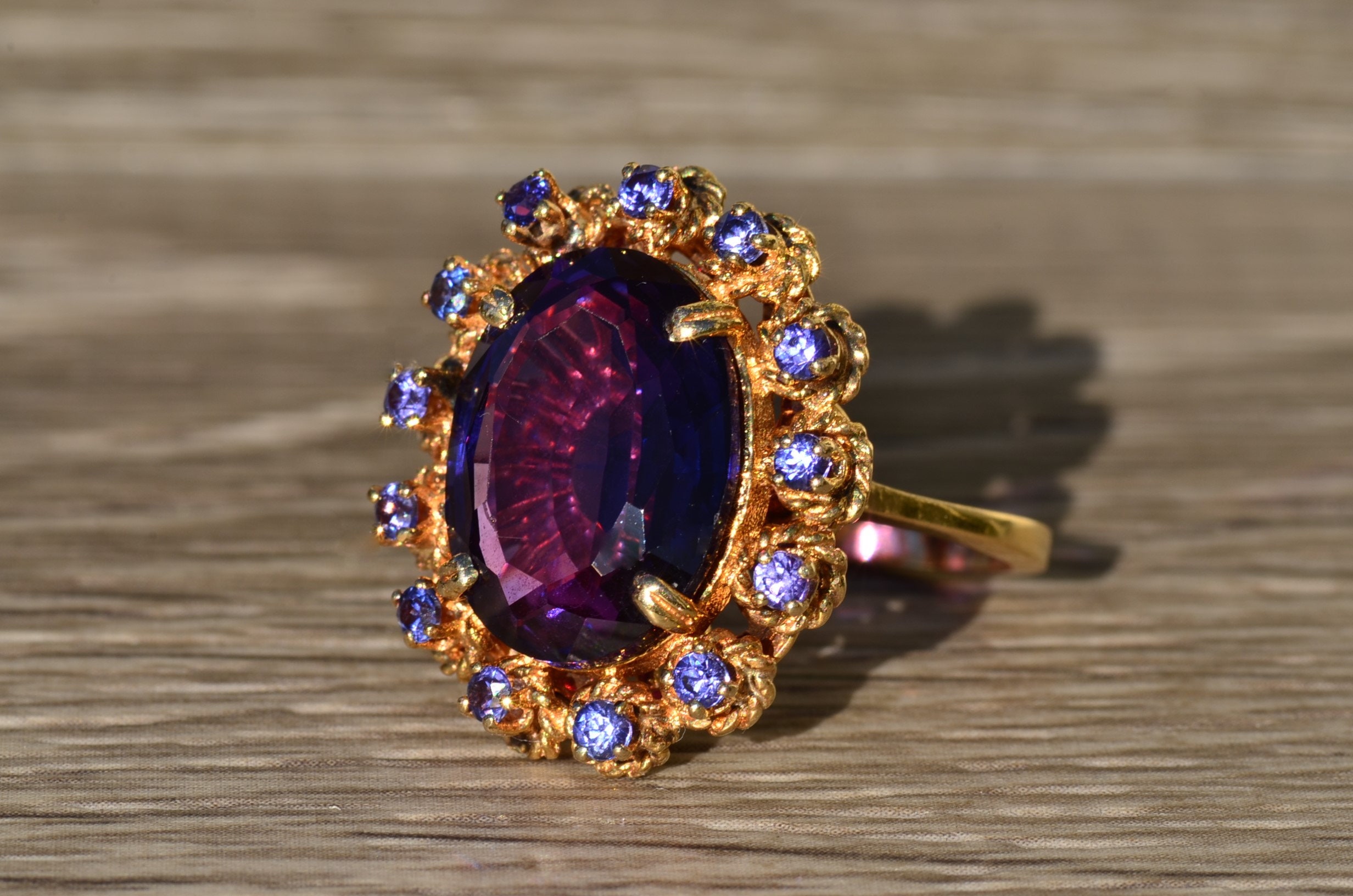 The Saunders: Ladies Bold Laboratory Grown Color Changing Sapphire Cocktail Ring - Image 2