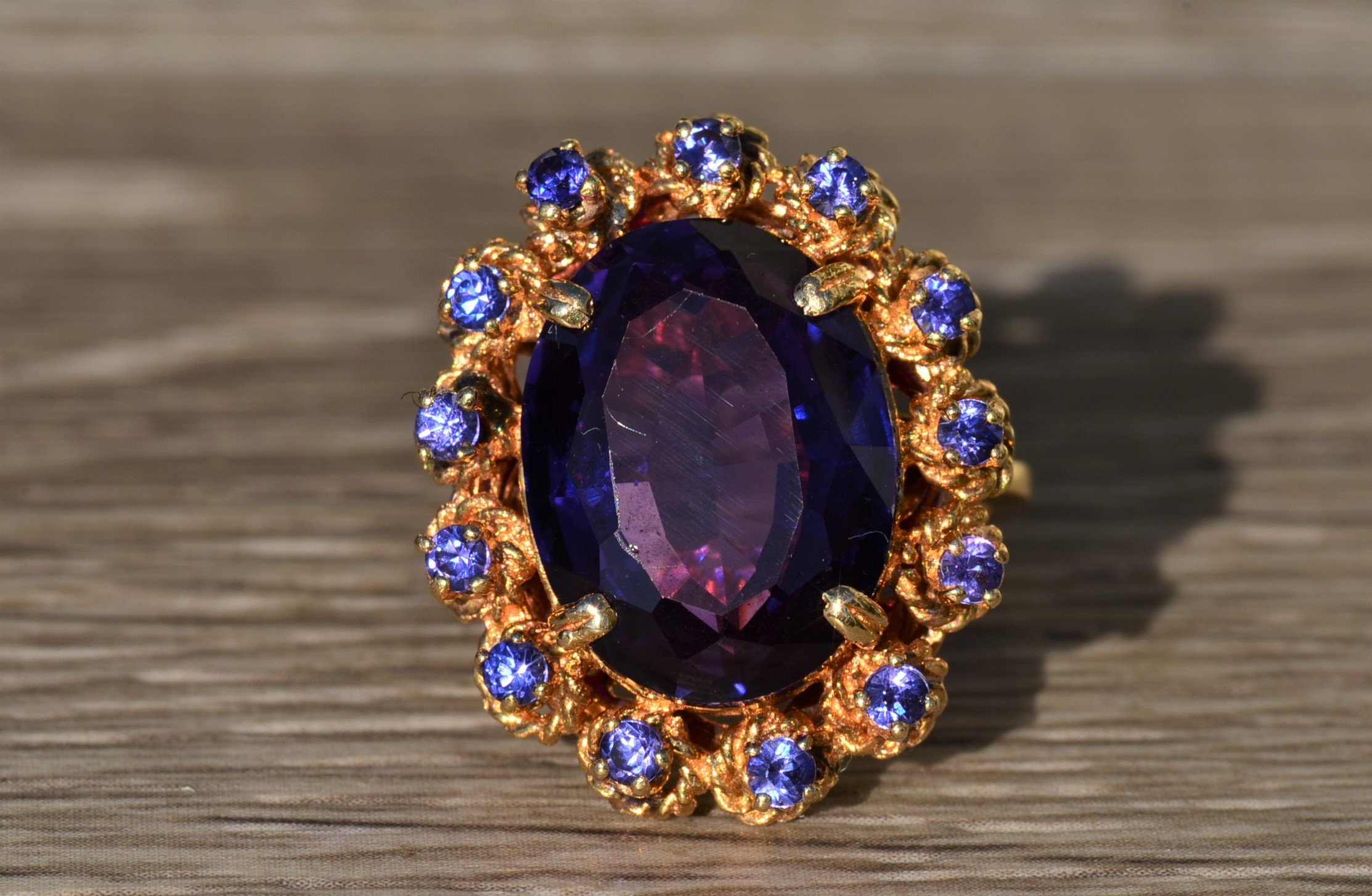 The Saunders: Ladies Bold Laboratory Grown Color Changing Sapphire Cocktail Ring - Image 6