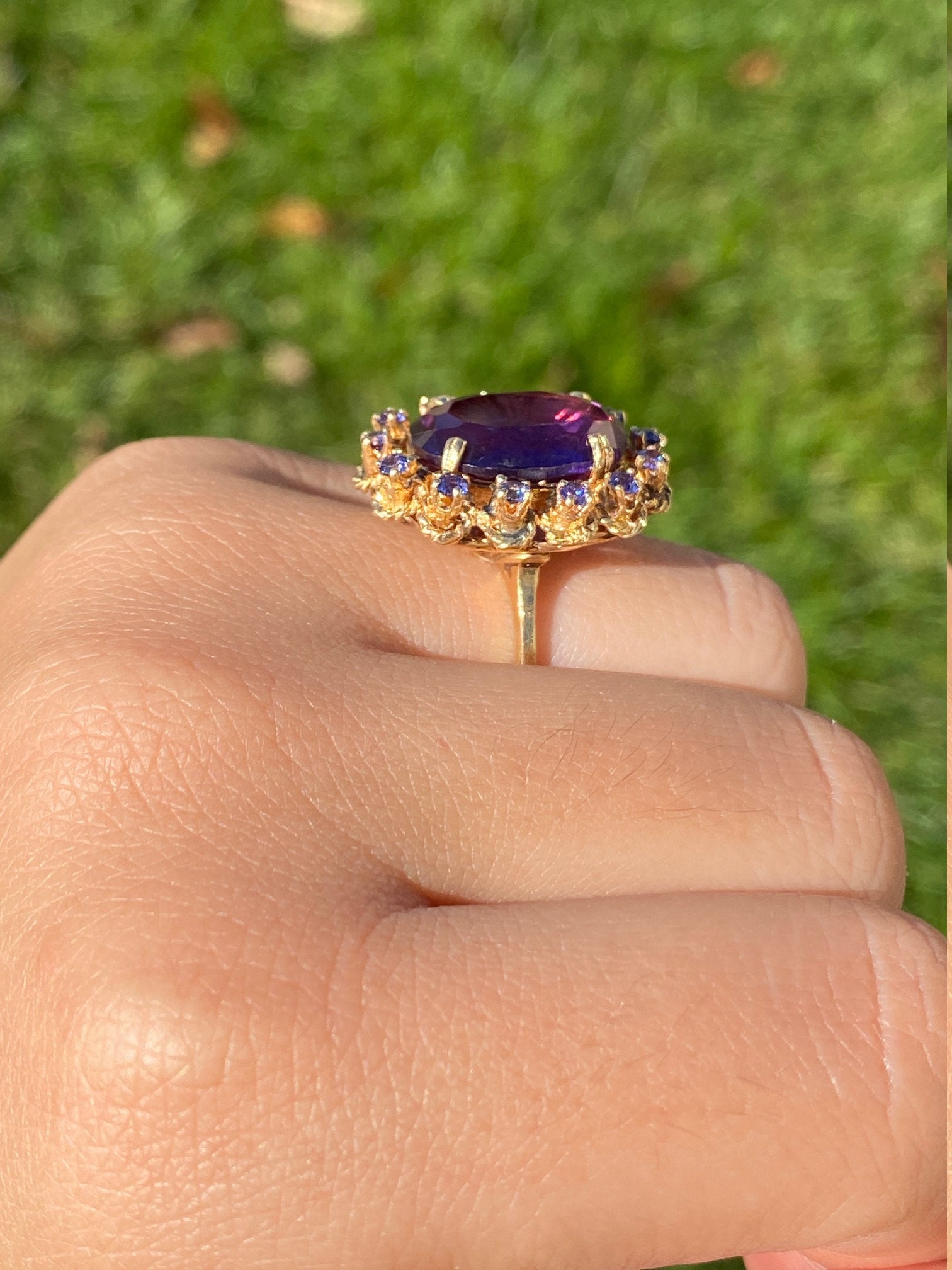 The Saunders: Ladies Bold Laboratory Grown Color Changing Sapphire Cocktail Ring - Image 9
