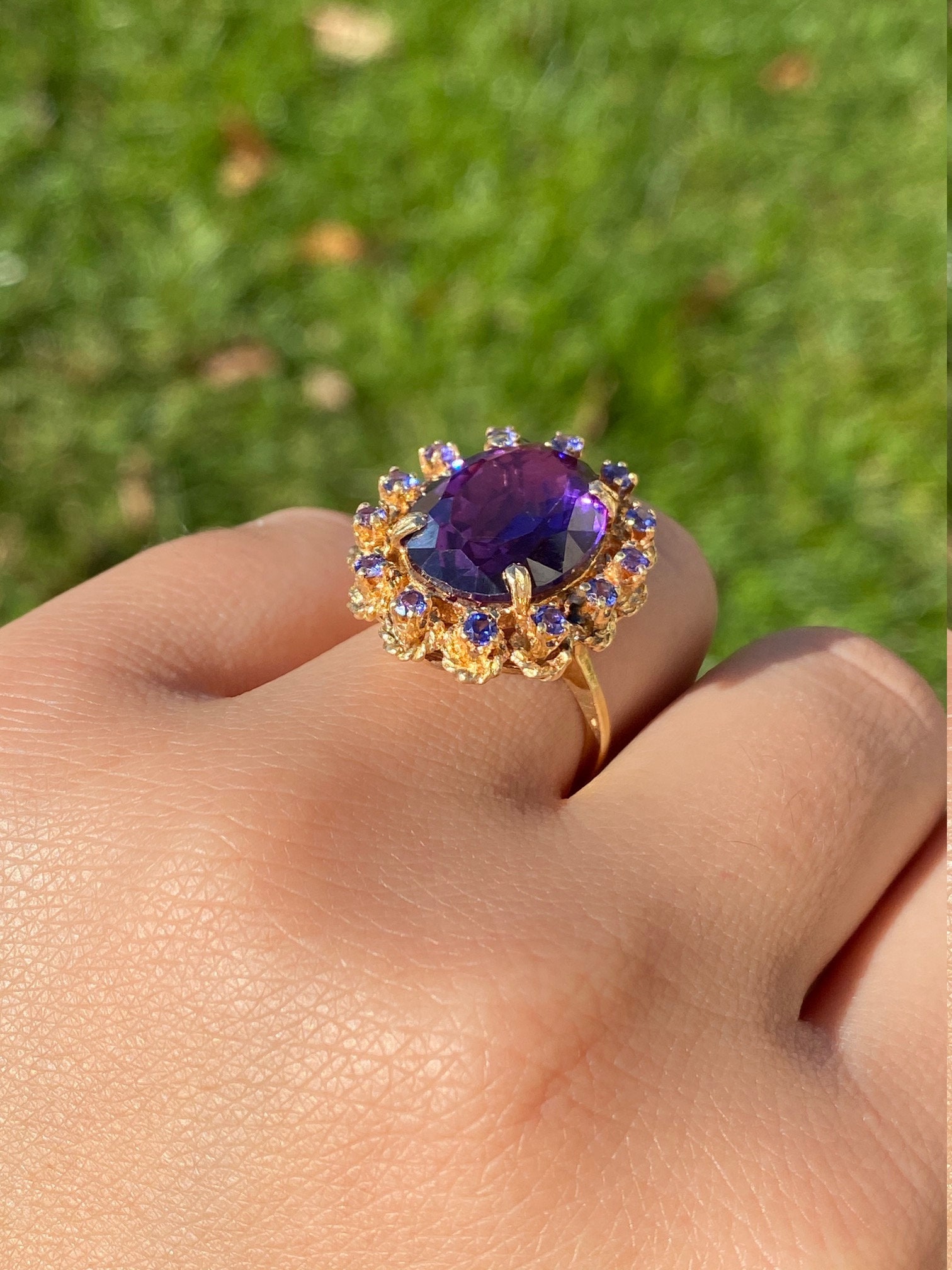 The Saunders: Ladies Bold Laboratory Grown Color Changing Sapphire Cocktail Ring - Image 10