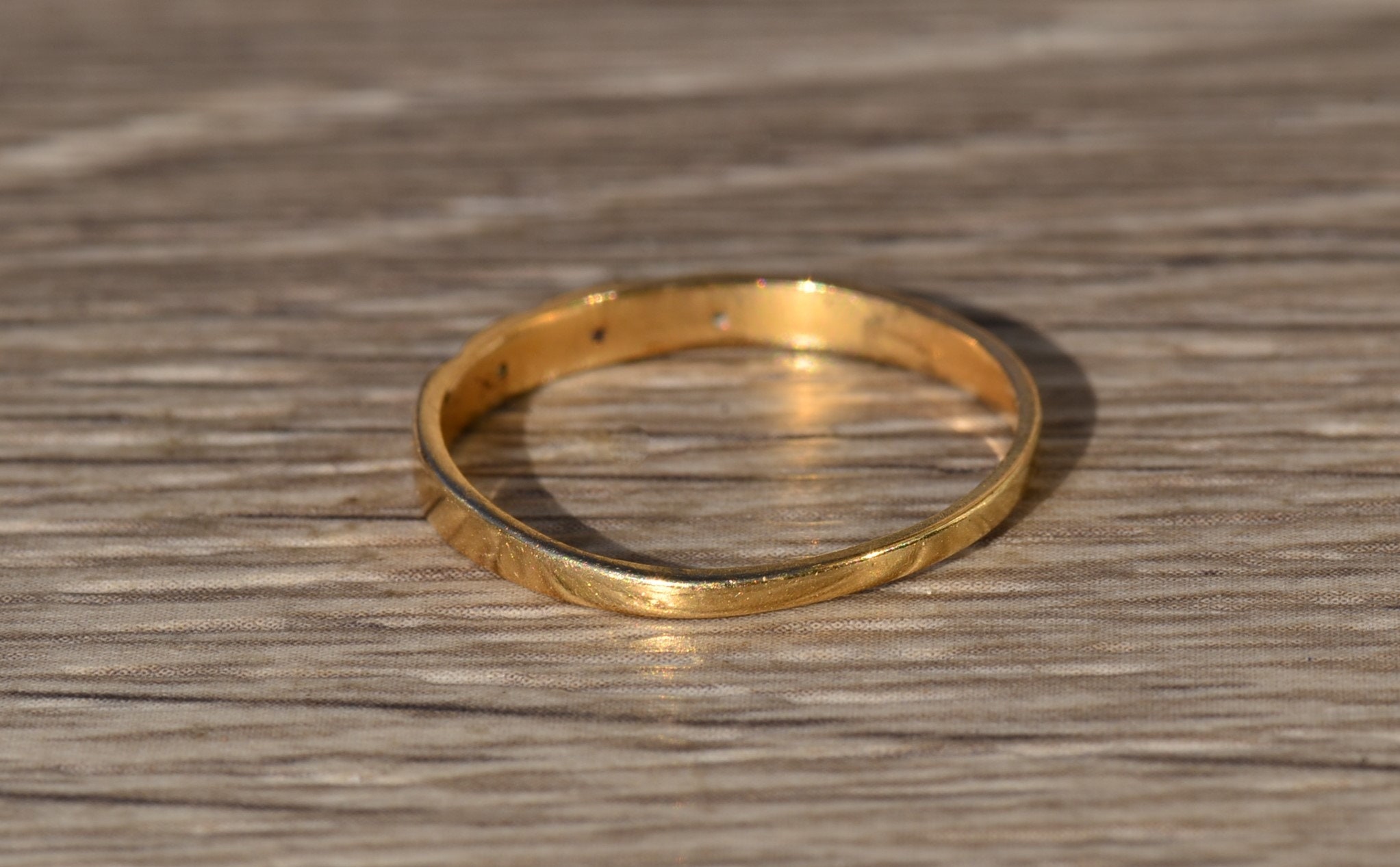 SOLD - The Halin: Men's 14K Gold and Diamond Thin Wedding Band - Image 3