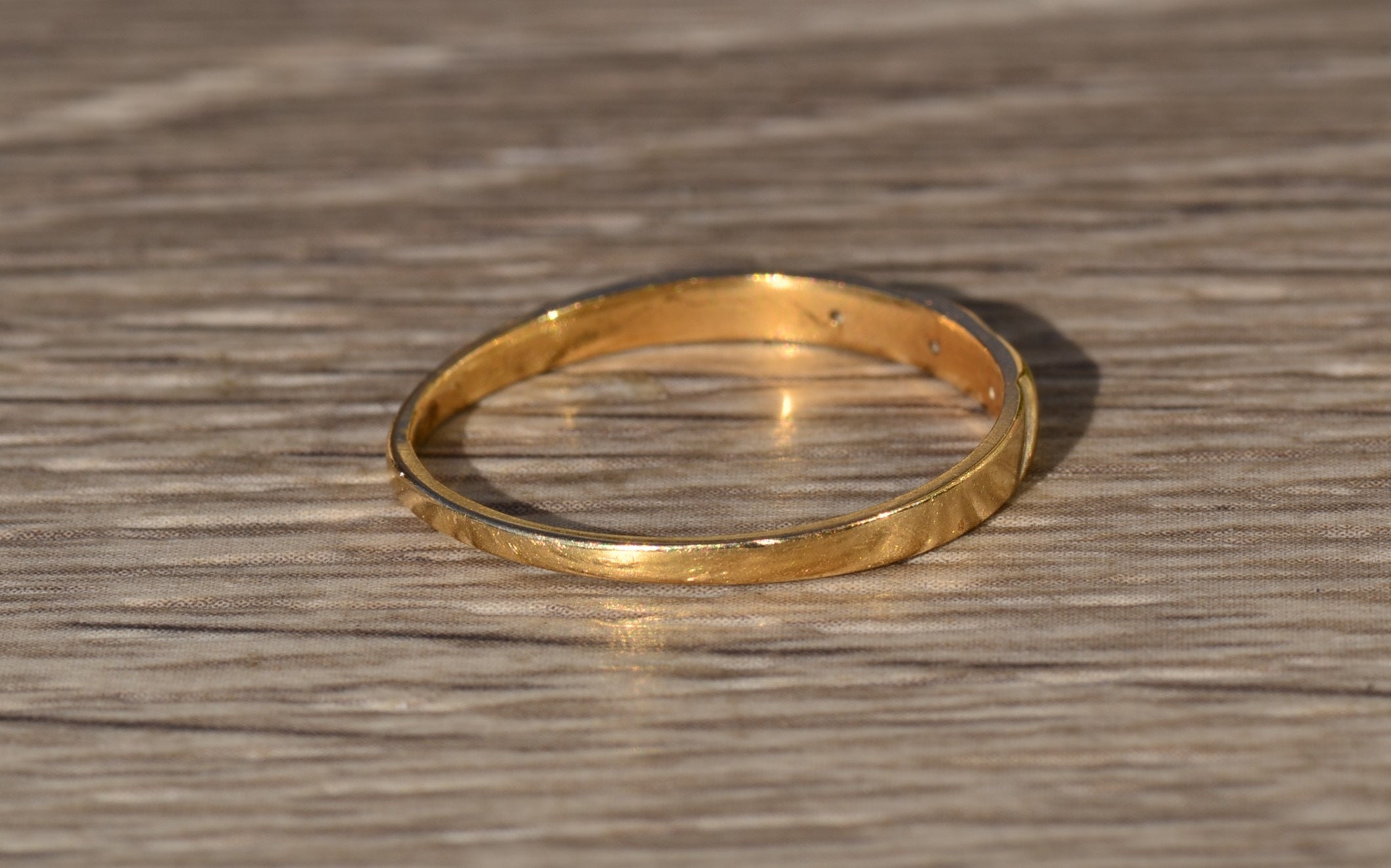 SOLD - The Halin: Men's 14K Gold and Diamond Thin Wedding Band - Image 4