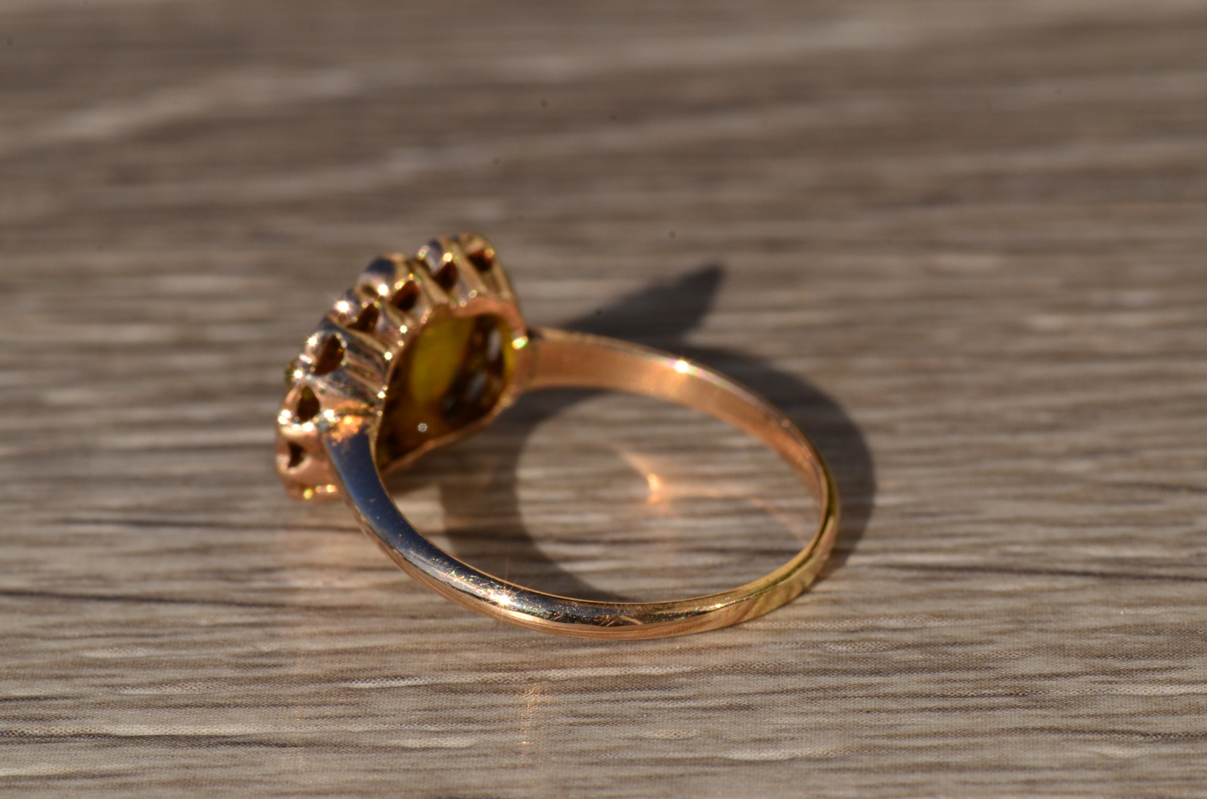 SOLD - The Baffin: Ladies Antique 14K Opal, Ruby and Rose Cut Diamond Ring - Image 3