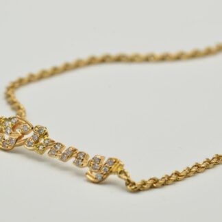 The Ginny:  Ladies Signature Name Anklet set with Diamonds