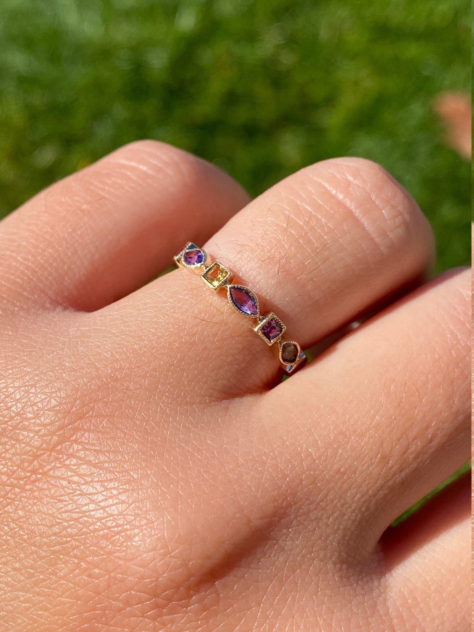 SOLD - The Aaliyah: Ladies Gold Multi-Gem Eternity Band - Image 5