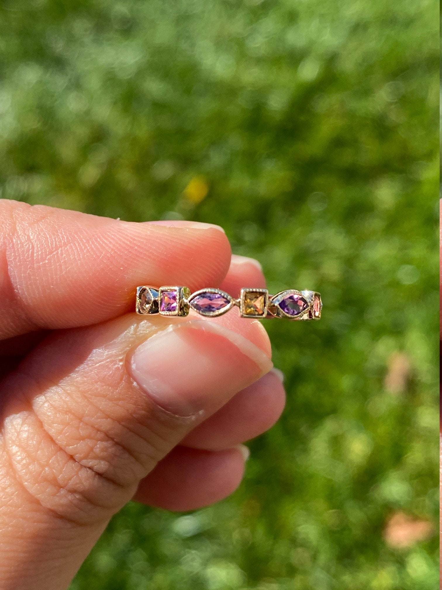 SOLD - The Aaliyah: Ladies Gold Multi-Gem Eternity Band - Image 8