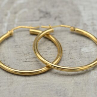 SOLD - The Lucines:  Classic 14K Yellow Gold Hoop Earrings