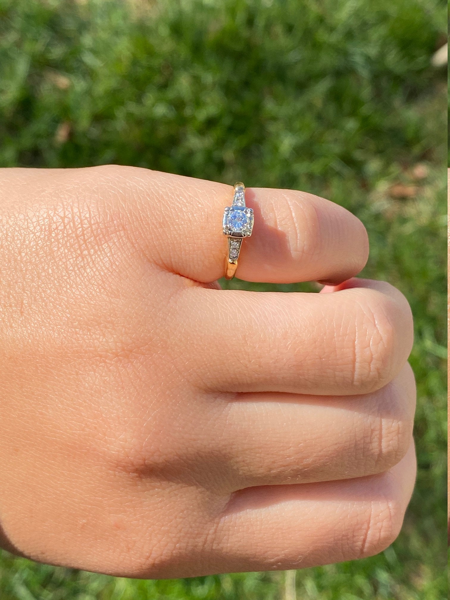 SOLD - The Fallen: Antique Diamond Engagement Ring in Yellow Gold - Image 9