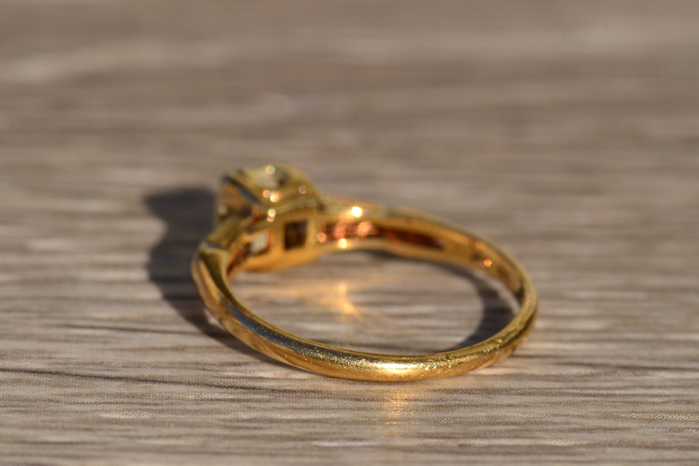 SOLD - The Fallen: Antique Diamond Engagement Ring in Yellow Gold - Image 3