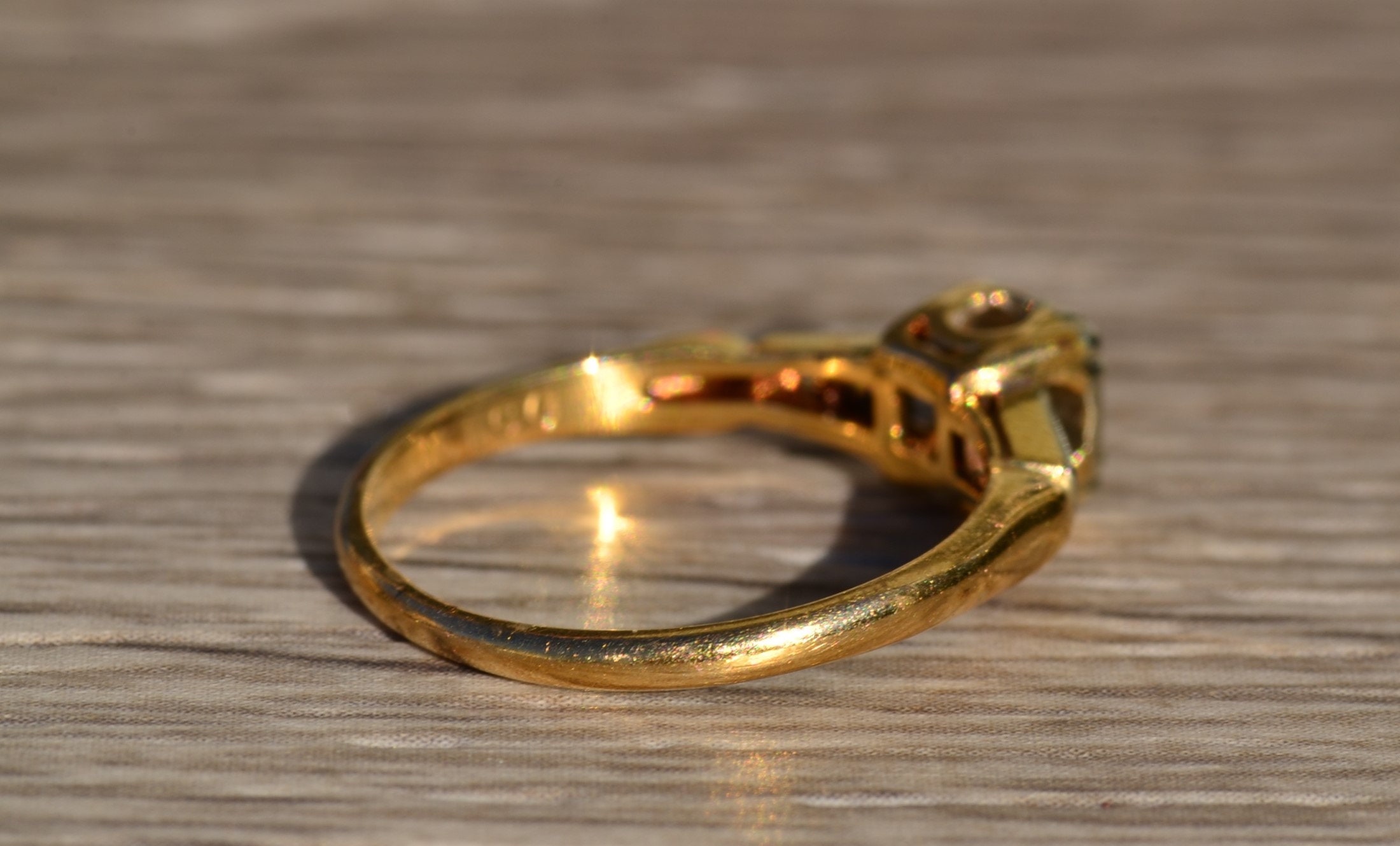 SOLD - The Fallen: Antique Diamond Engagement Ring in Yellow Gold - Image 4