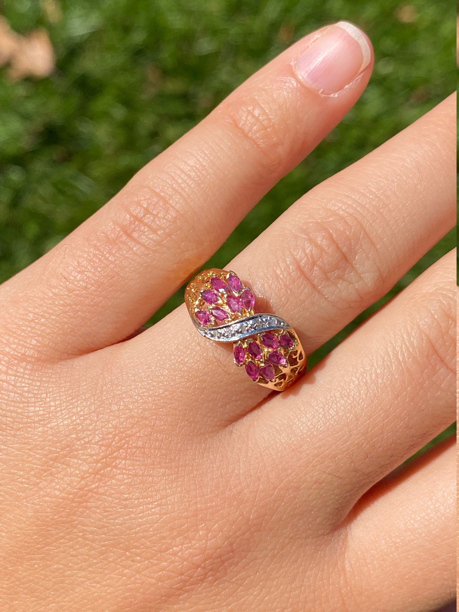 The Brandilyn: Ladies 14K Gold Ruby and Diamond Cocktail Ring - Image 6