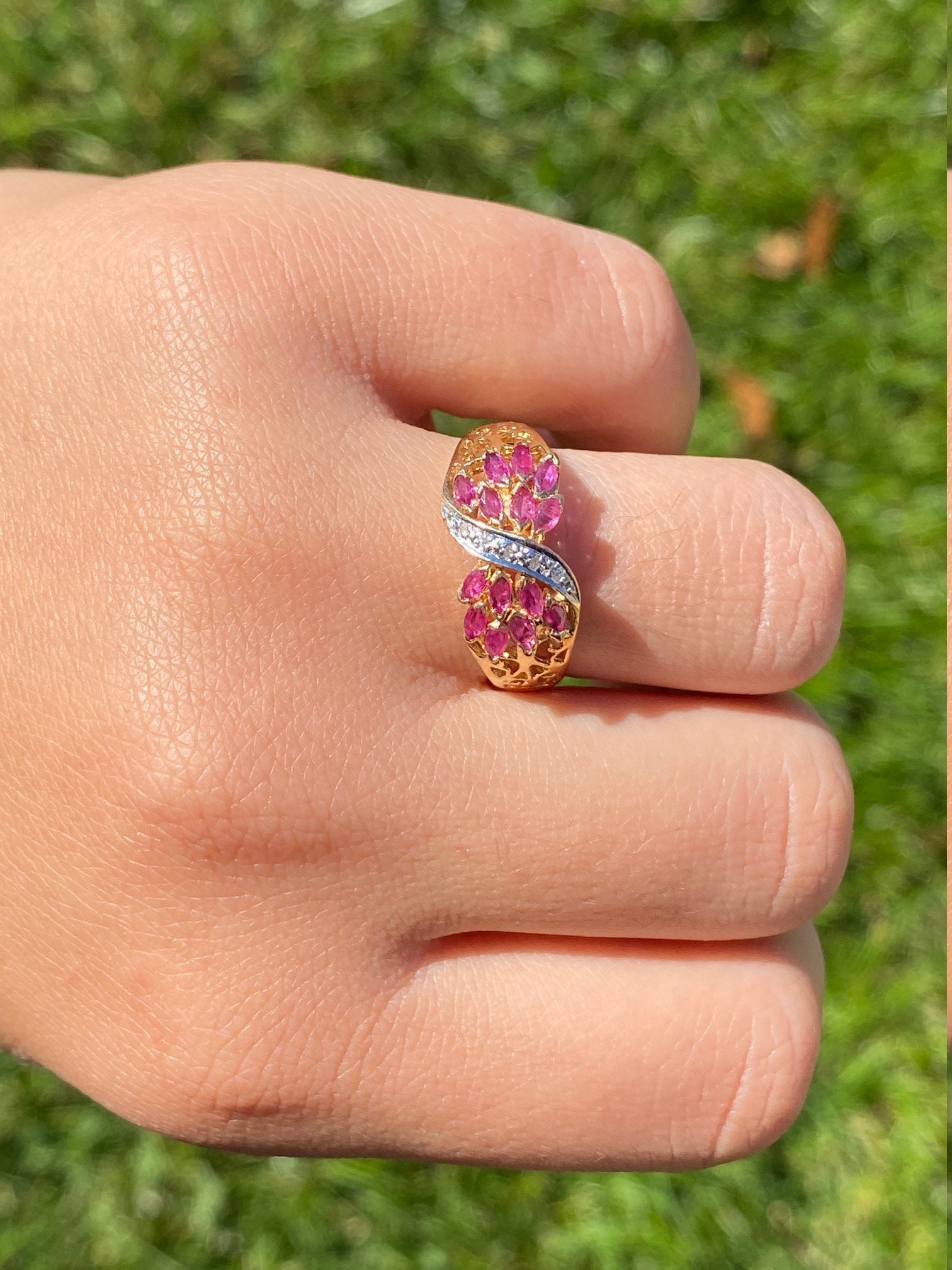 The Brandilyn: Ladies 14K Gold Ruby and Diamond Cocktail Ring - Image 8