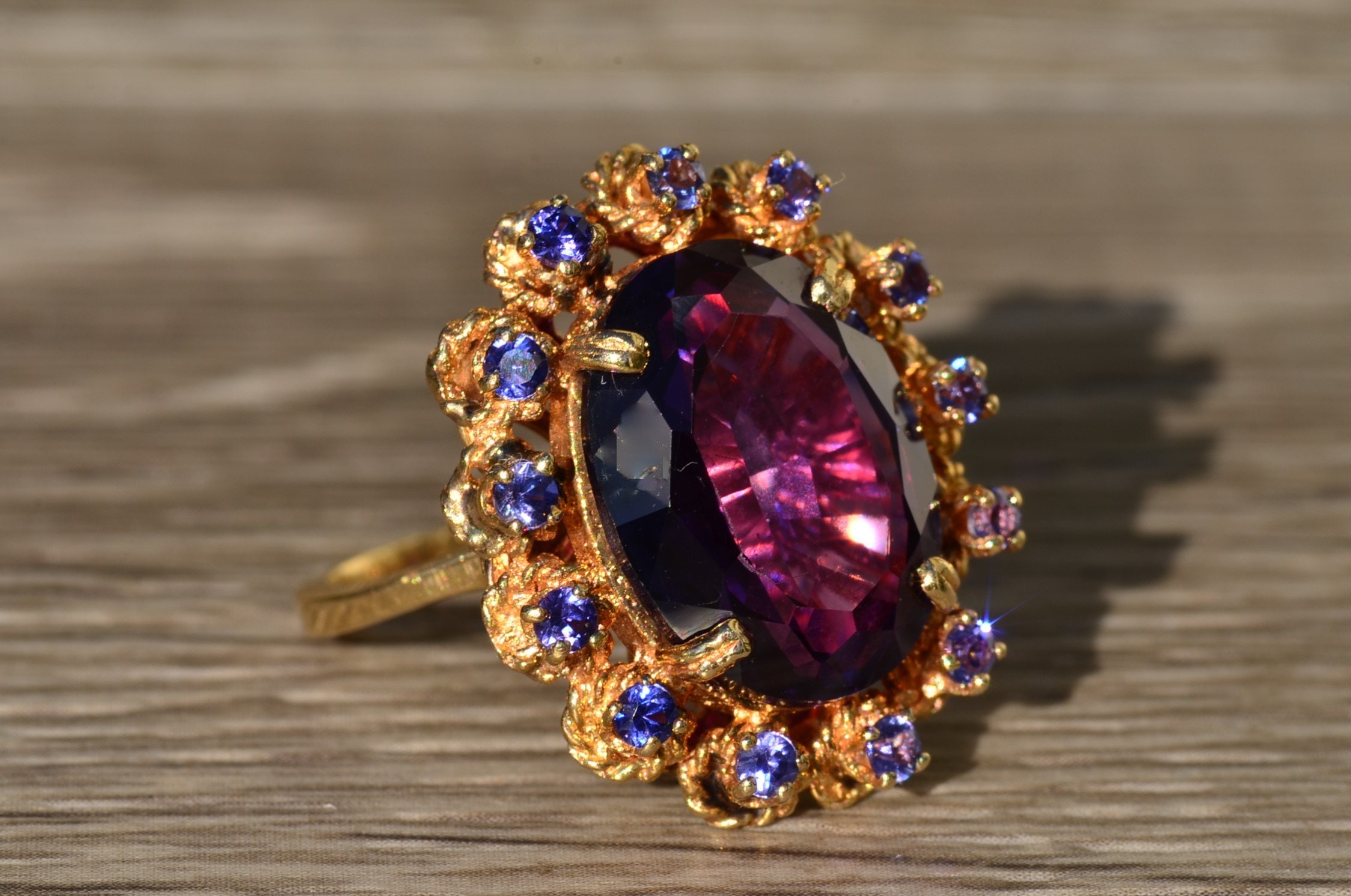 The Saunders: Ladies Bold Laboratory Grown Color Changing Sapphire Cocktail Ring - Image 5