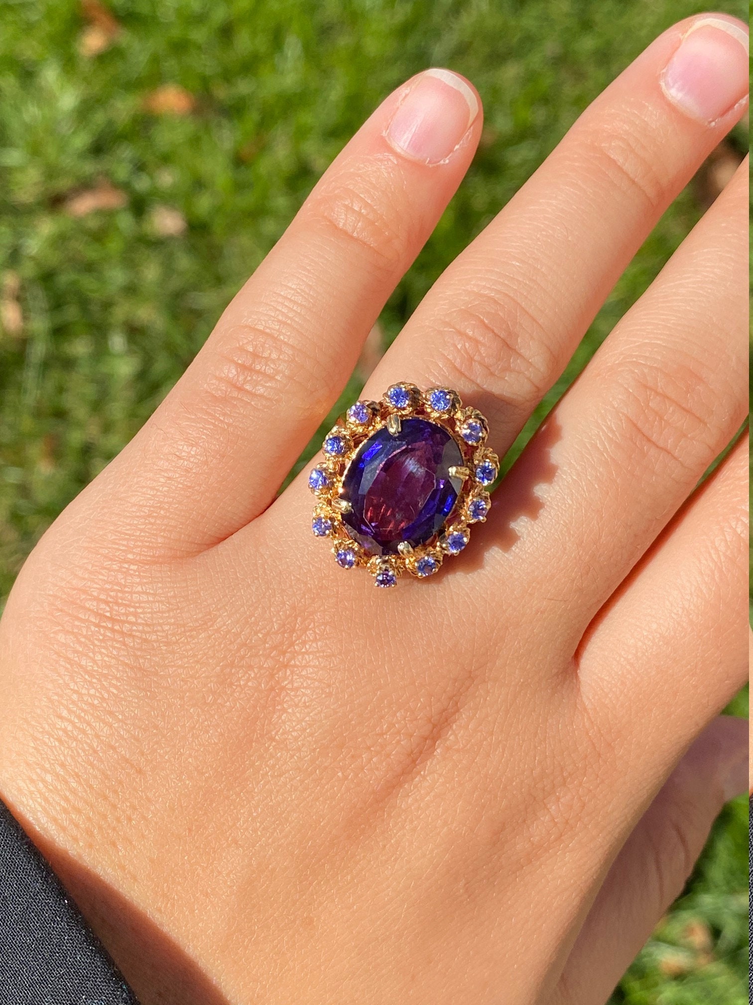 The Saunders: Ladies Bold Laboratory Grown Color Changing Sapphire Cocktail Ring - Image 7
