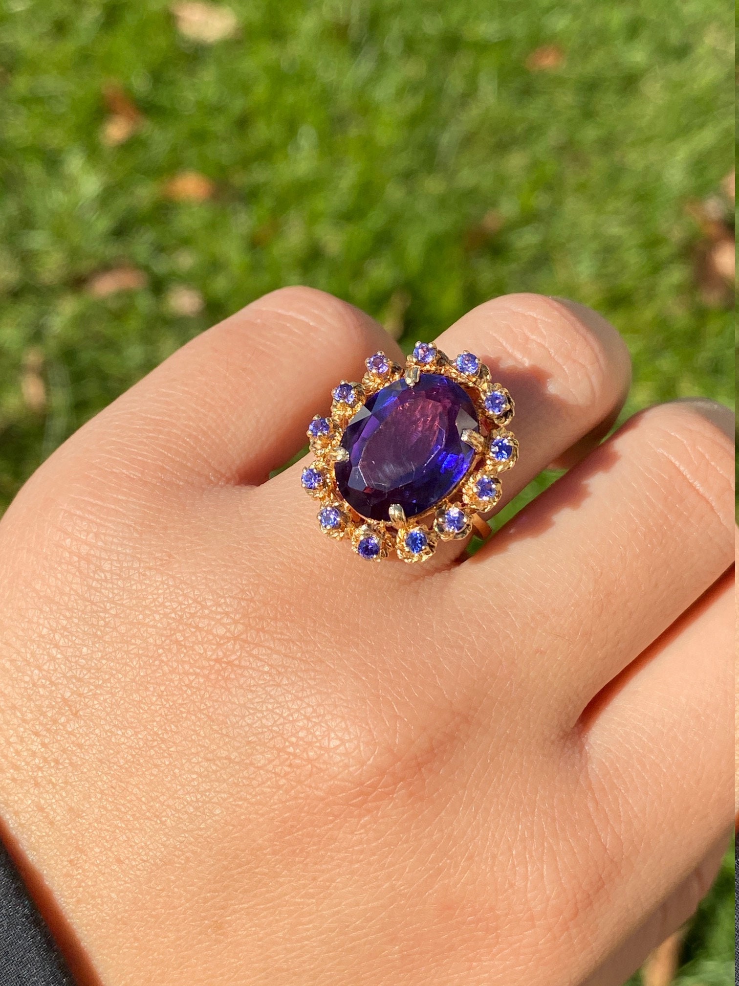 The Saunders: Ladies Bold Laboratory Grown Color Changing Sapphire Cocktail Ring - Image 8