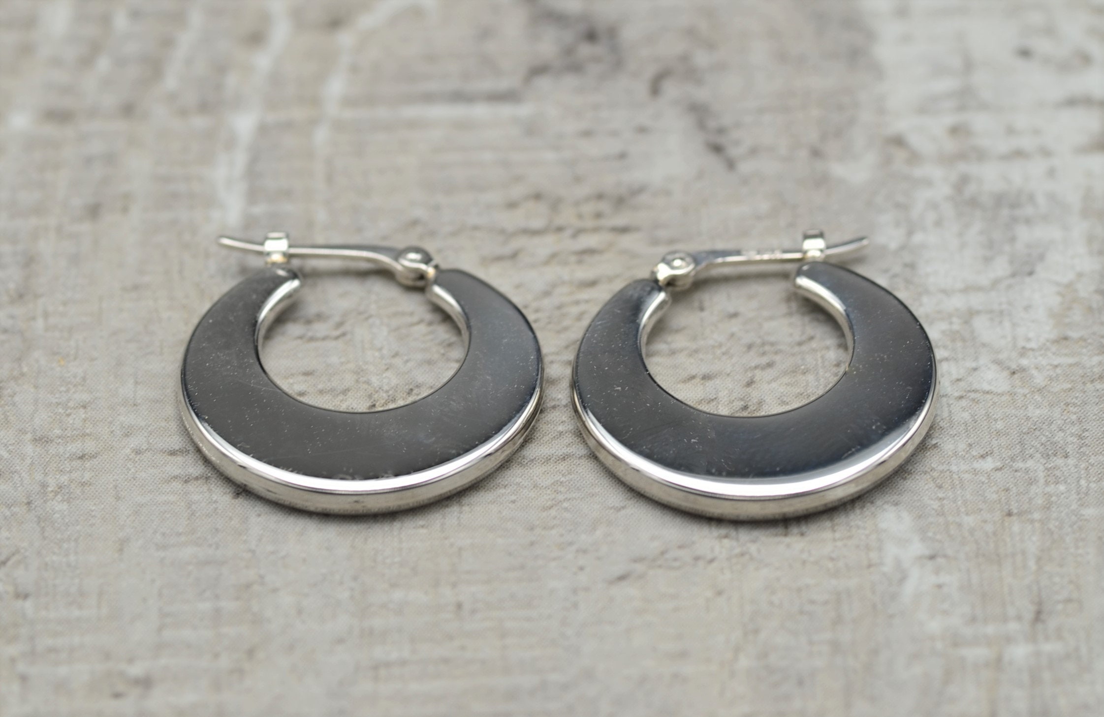 SOLD - The Hydrillas: Classic 14K White Gold Wide Hoop Earrings - Image 4