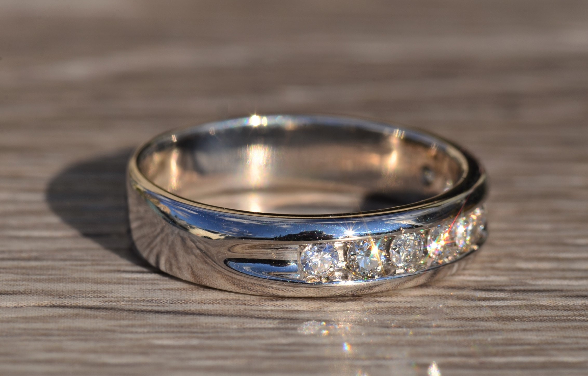 The Nurrin: Gentleman's 14K Channel Set Diamond Wedding Band - Image 4