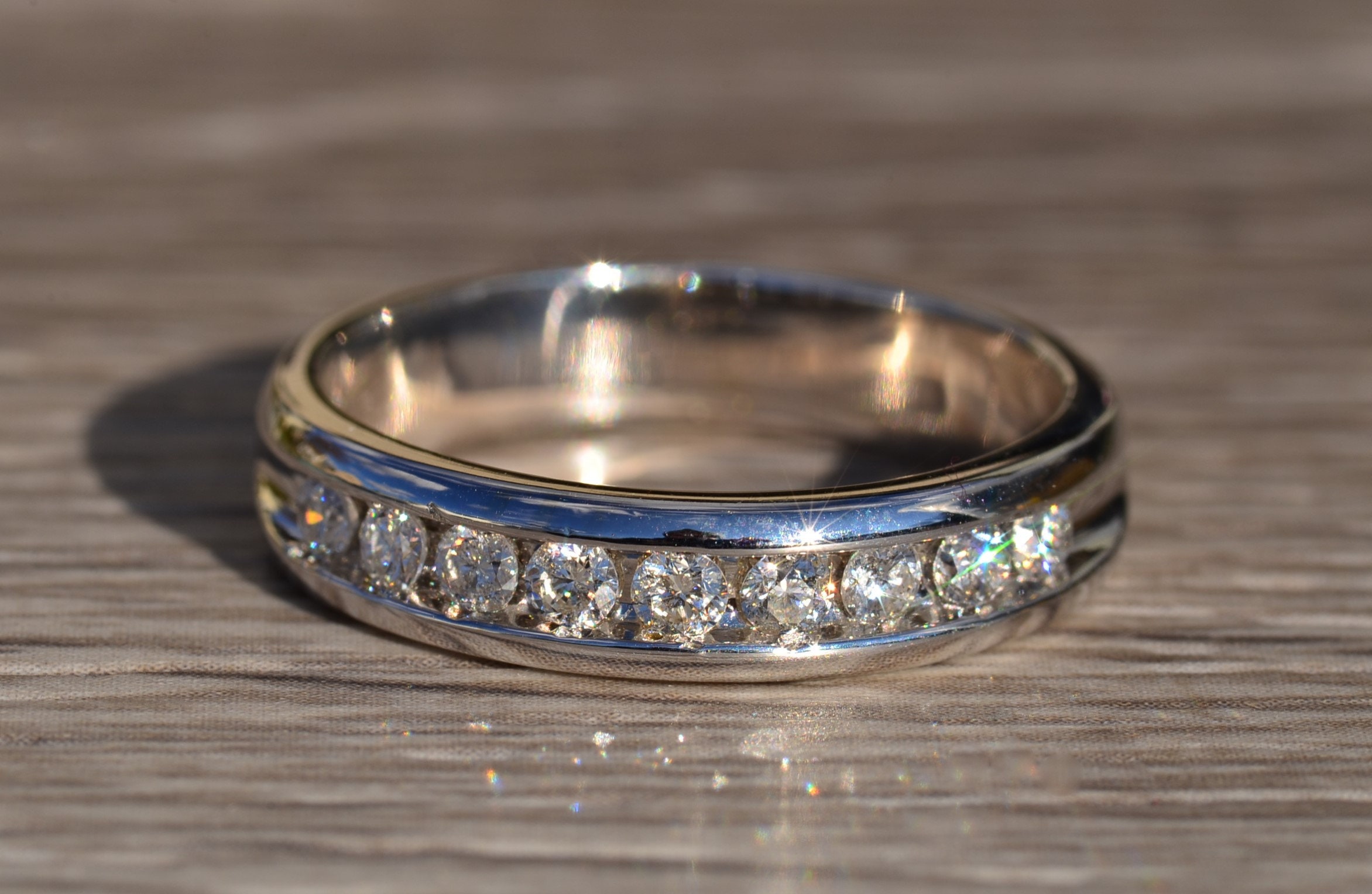 The Nurrin: Gentleman's 14K Channel Set Diamond Wedding Band - Image 5