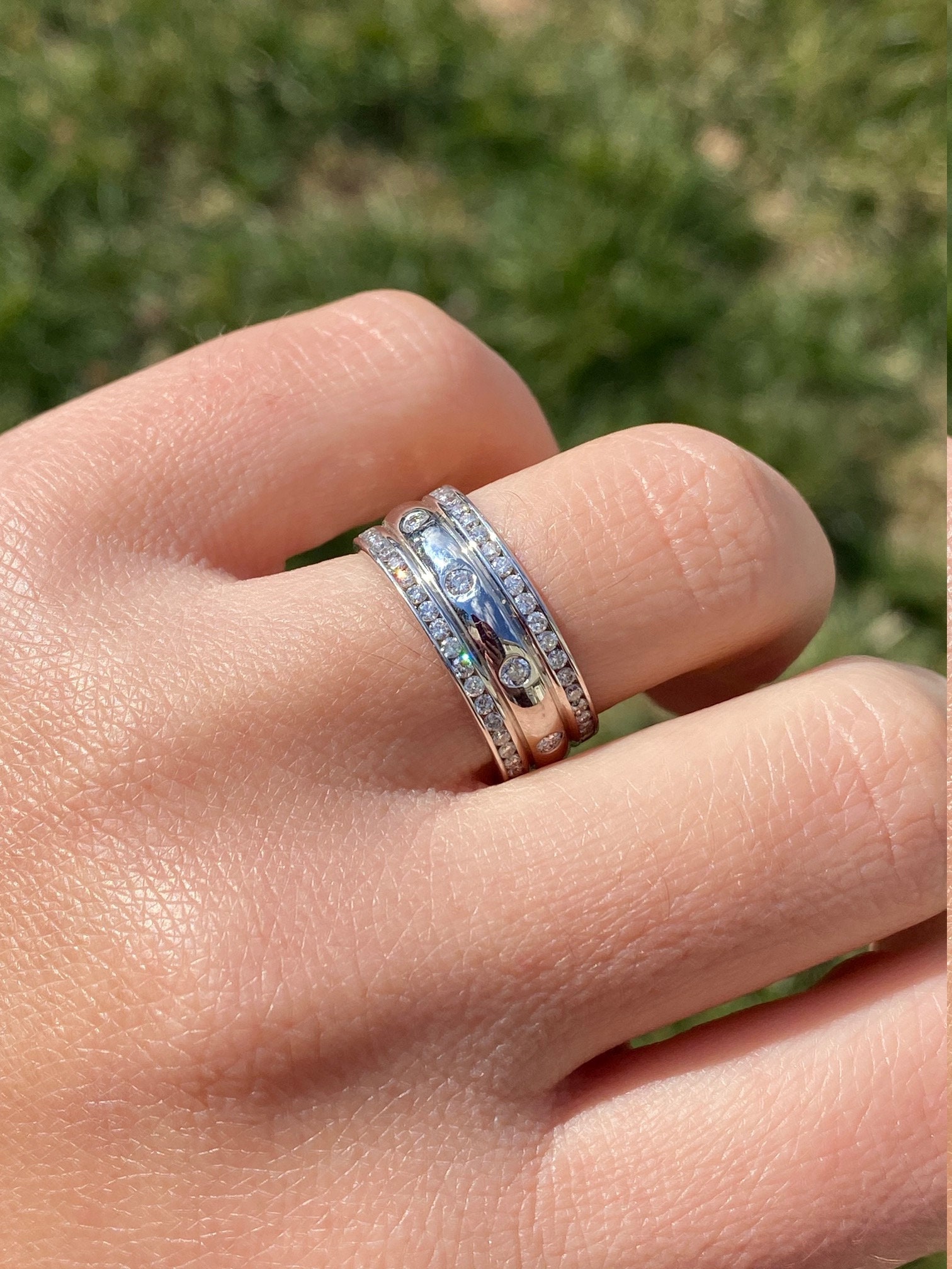 The Irida: Ladies 14K Wide Diamond Eternity Band - Image 5
