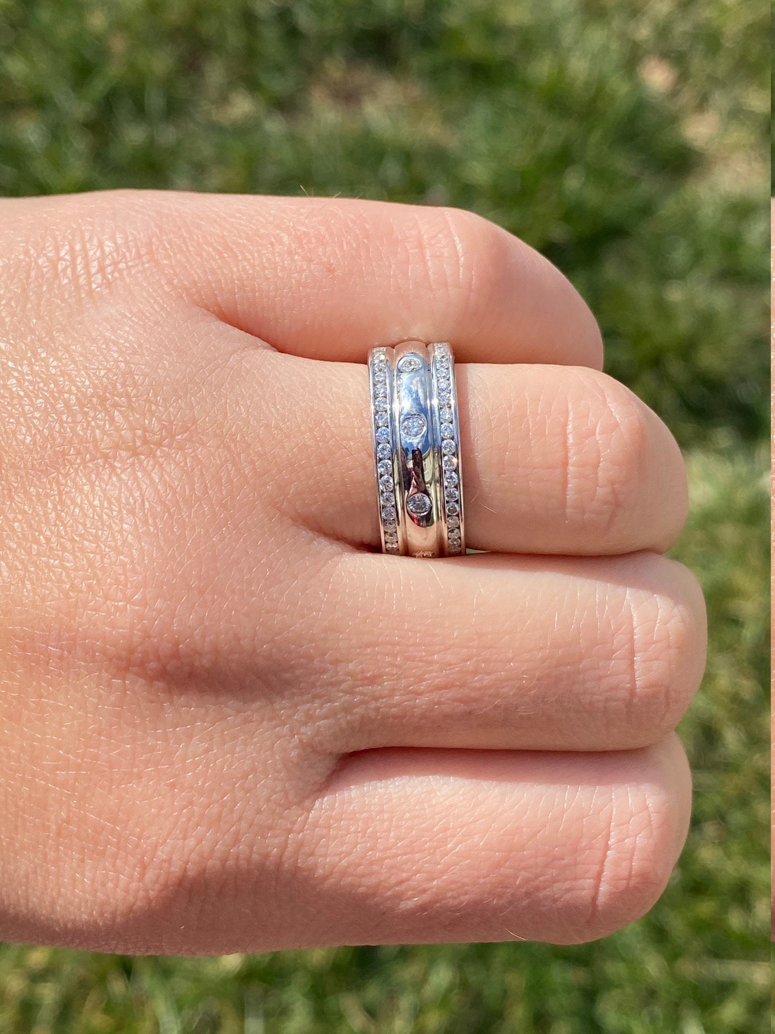 The Irida: Ladies 14K Wide Diamond Eternity Band - Image 6