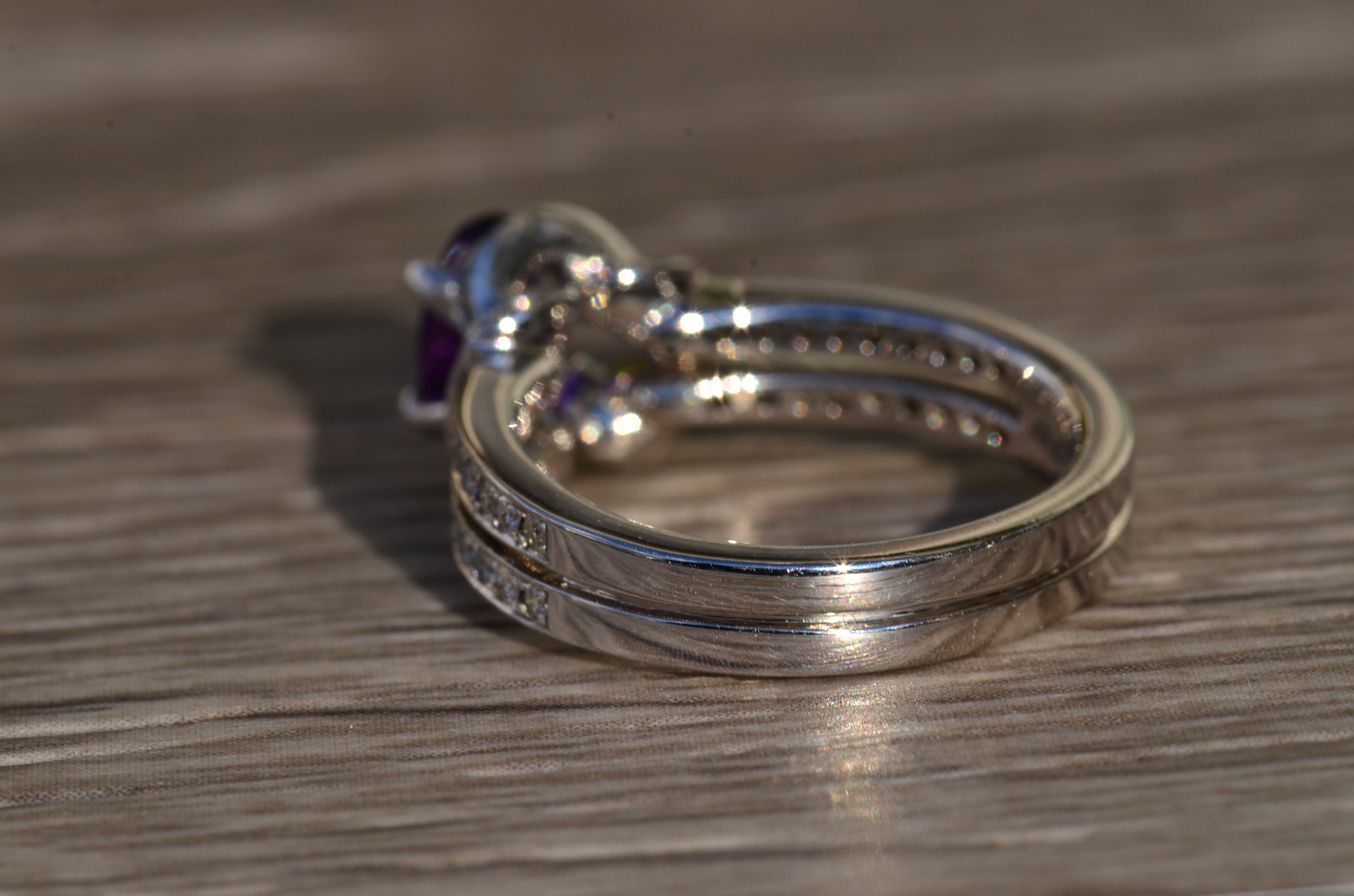 The Keltie: Ladies Signed Hearts on Fire Amethyst and Diamond Engagement Ring - Image 3