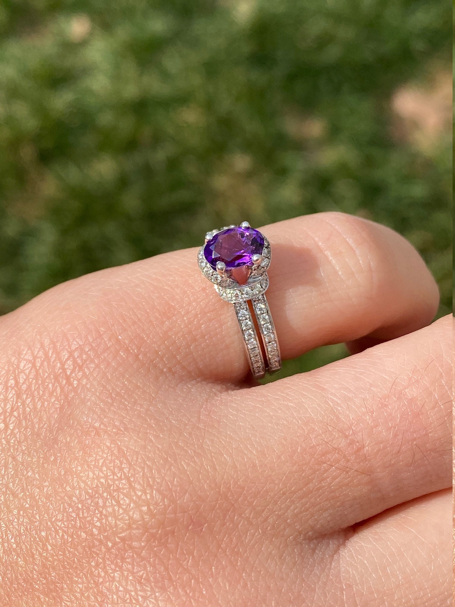 The Keltie: Ladies Signed Hearts on Fire Amethyst and Diamond Engagement Ring - Image 8