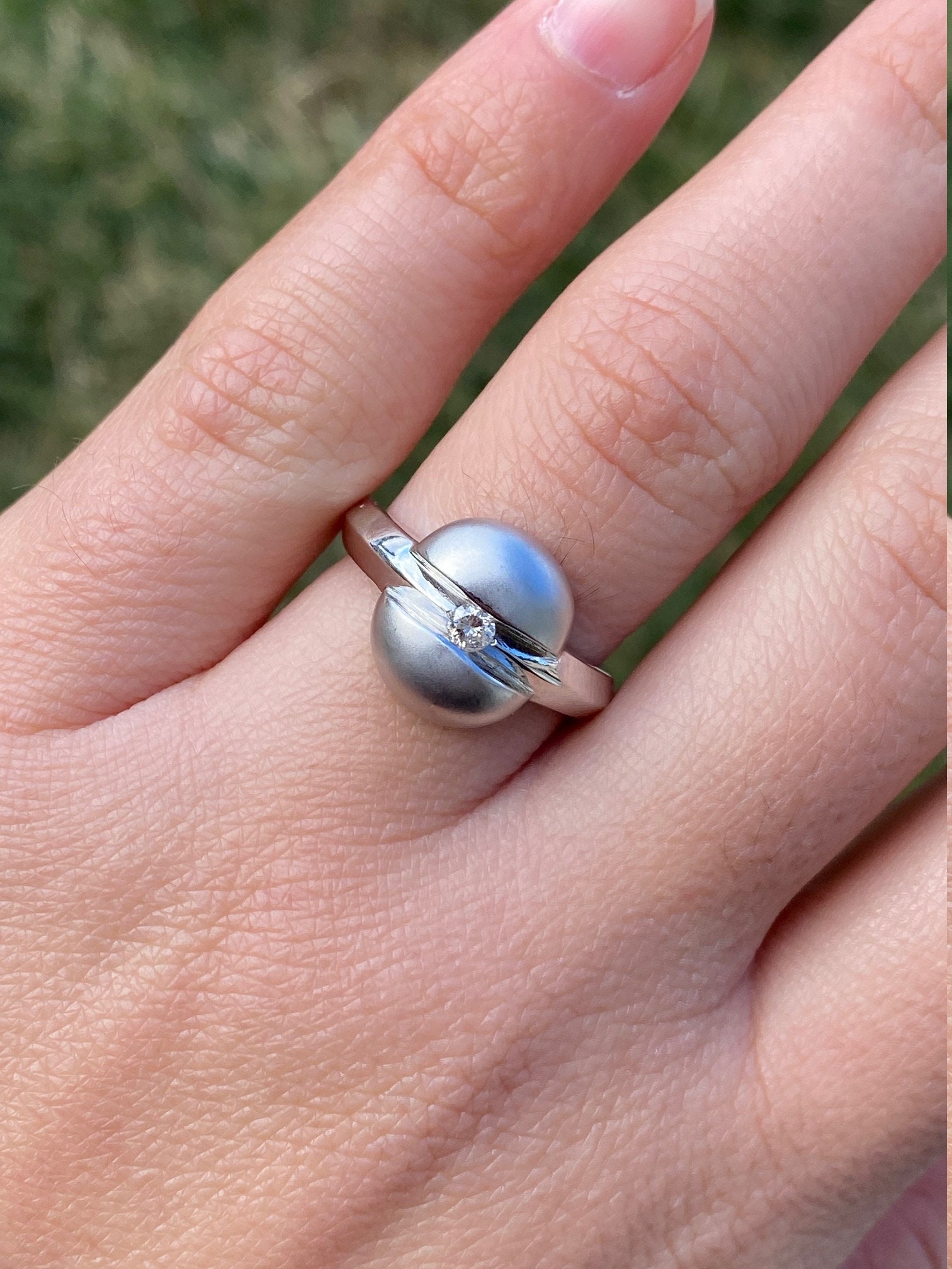 The Mirren: Ladies Mid Century Modern 14K White Gold and Diamond Ring - Image 7