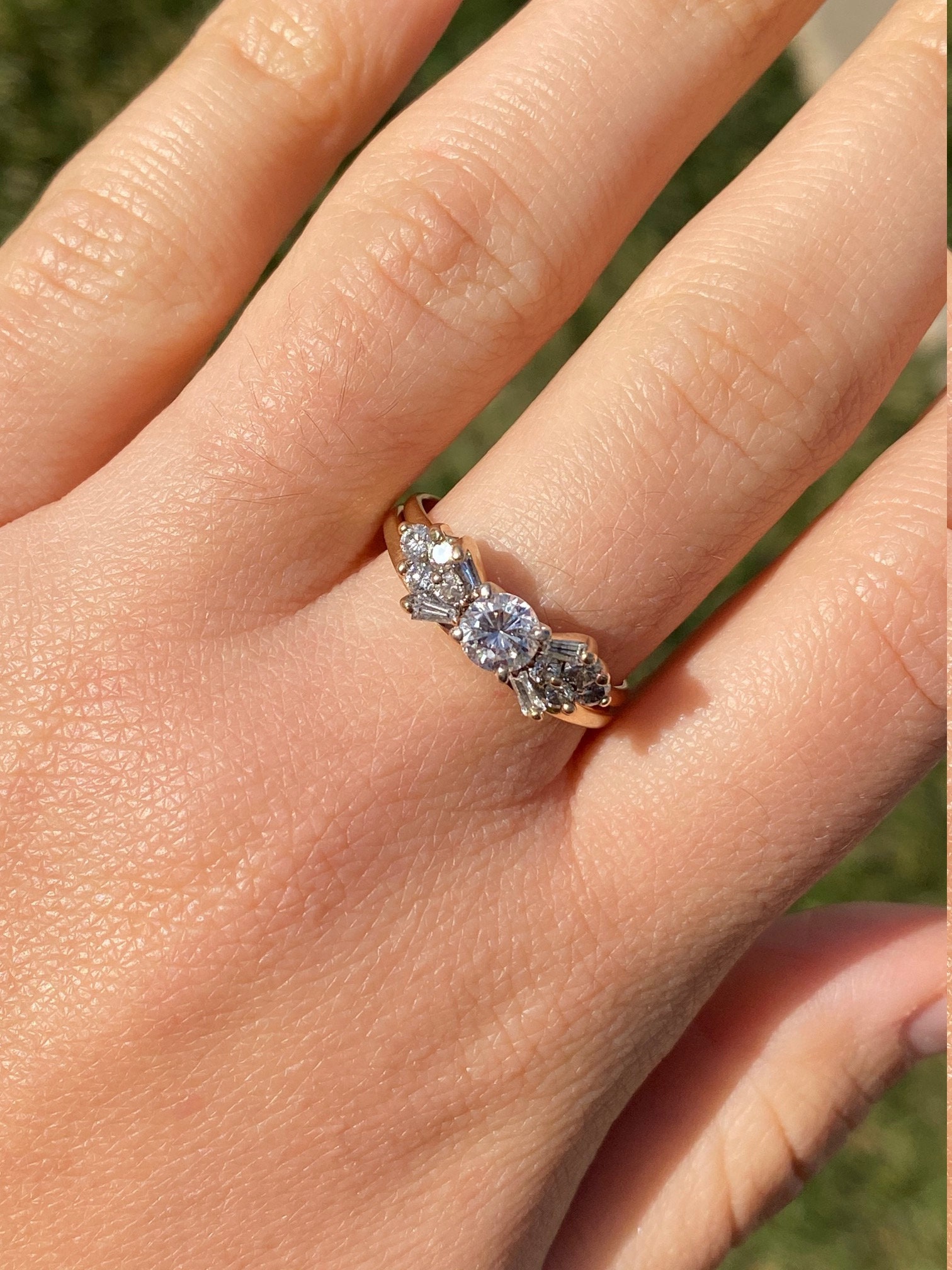 SOLD - The Moira: Ladies Signed R Star 14K Gold and Diamond Engagement Ring - Image 6