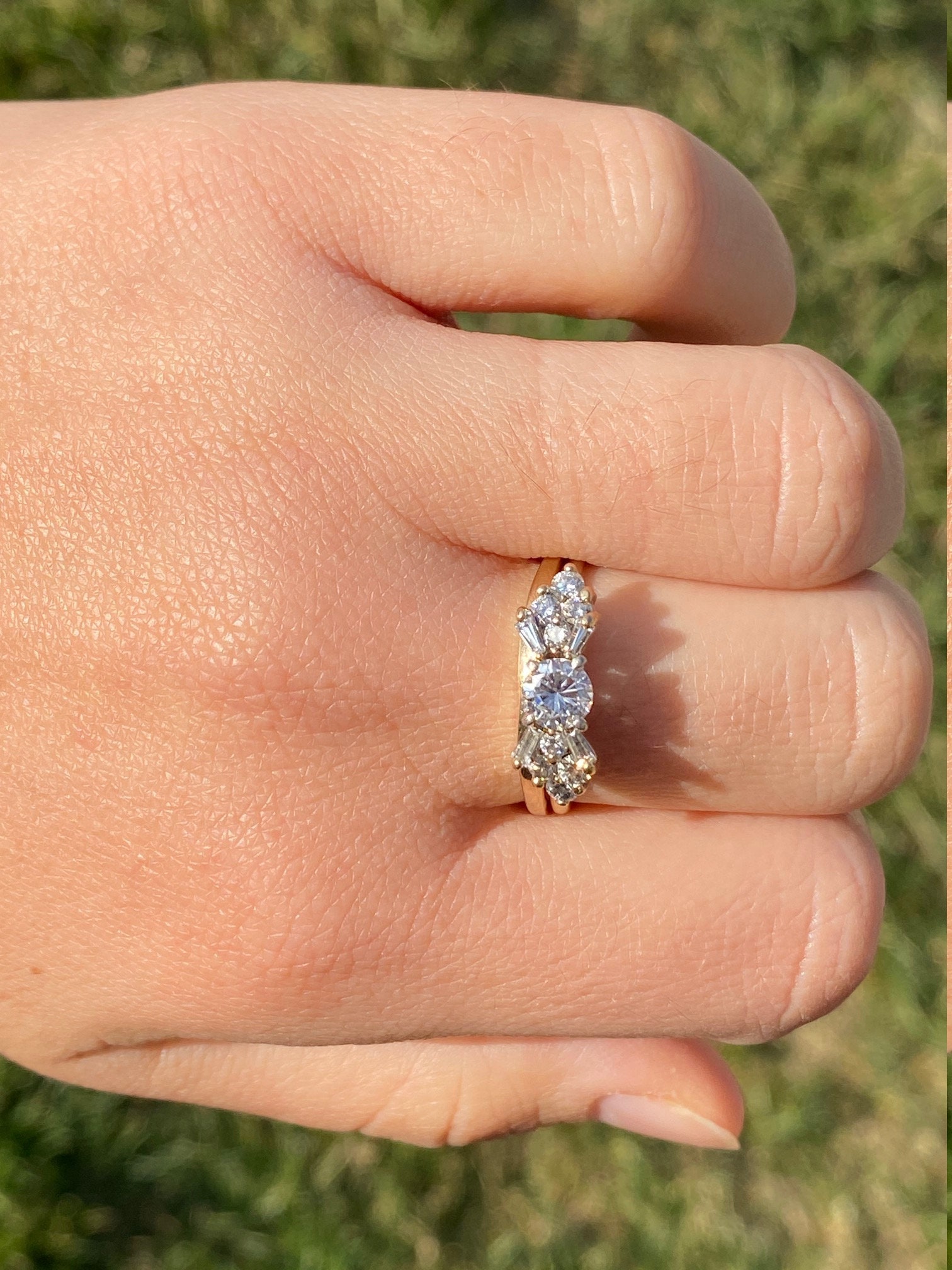 SOLD - The Moira: Ladies Signed R Star 14K Gold and Diamond Engagement Ring - Image 8