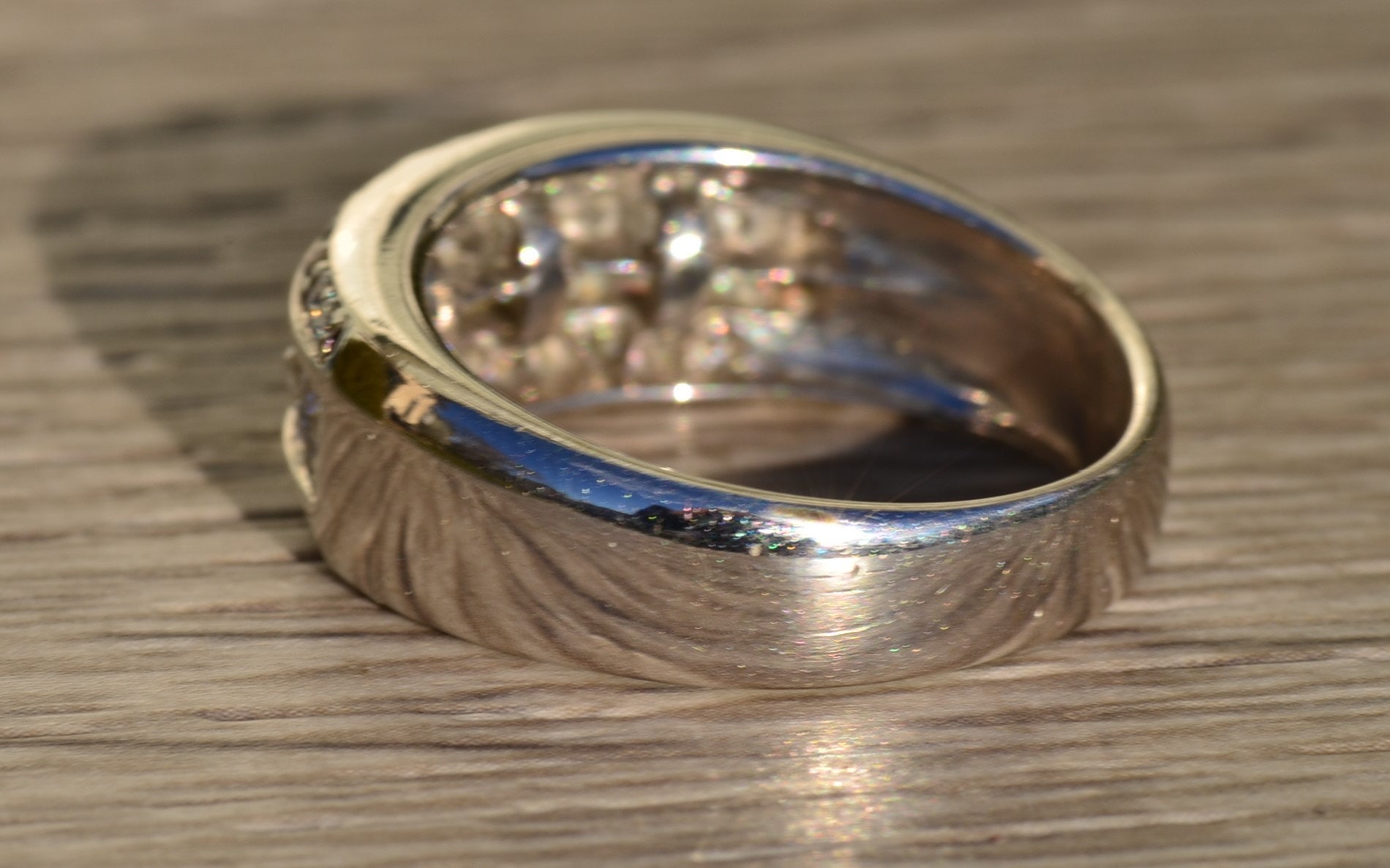 SOLD - The Alodia: Ladies Contemporary Wide Diamond Band in 14K White Gold - Image 3