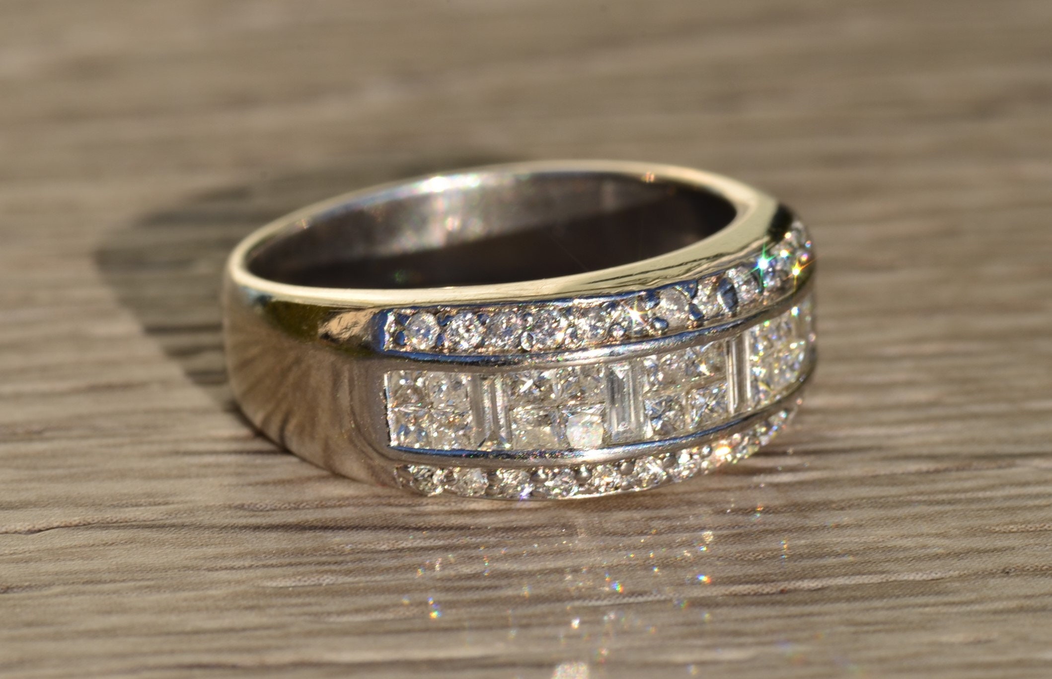 SOLD - The Alodia: Ladies Contemporary Wide Diamond Band in 14K White Gold - Image 5
