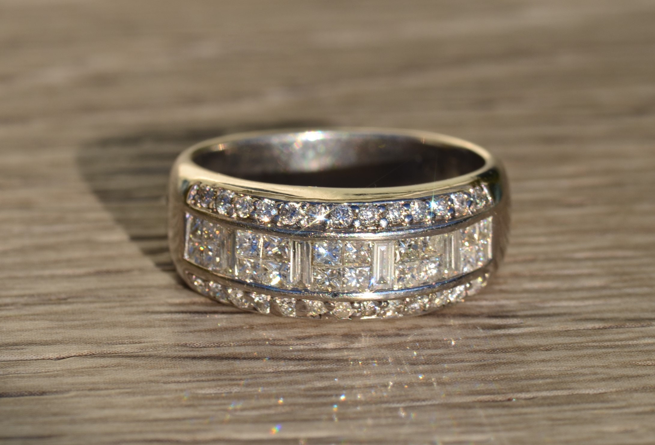 SOLD - The Alodia: Ladies Contemporary Wide Diamond Band in 14K White Gold - Image 6