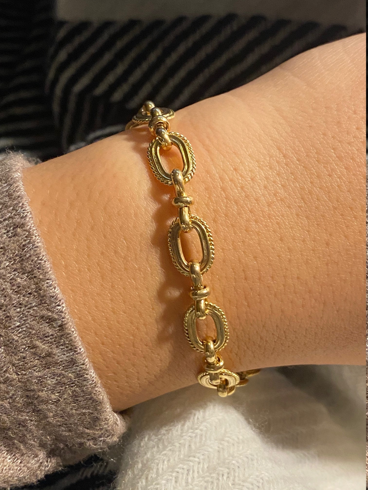SOLD - The Gratia: 14K Yellow Gold Chain Link Bracelet - Image 7