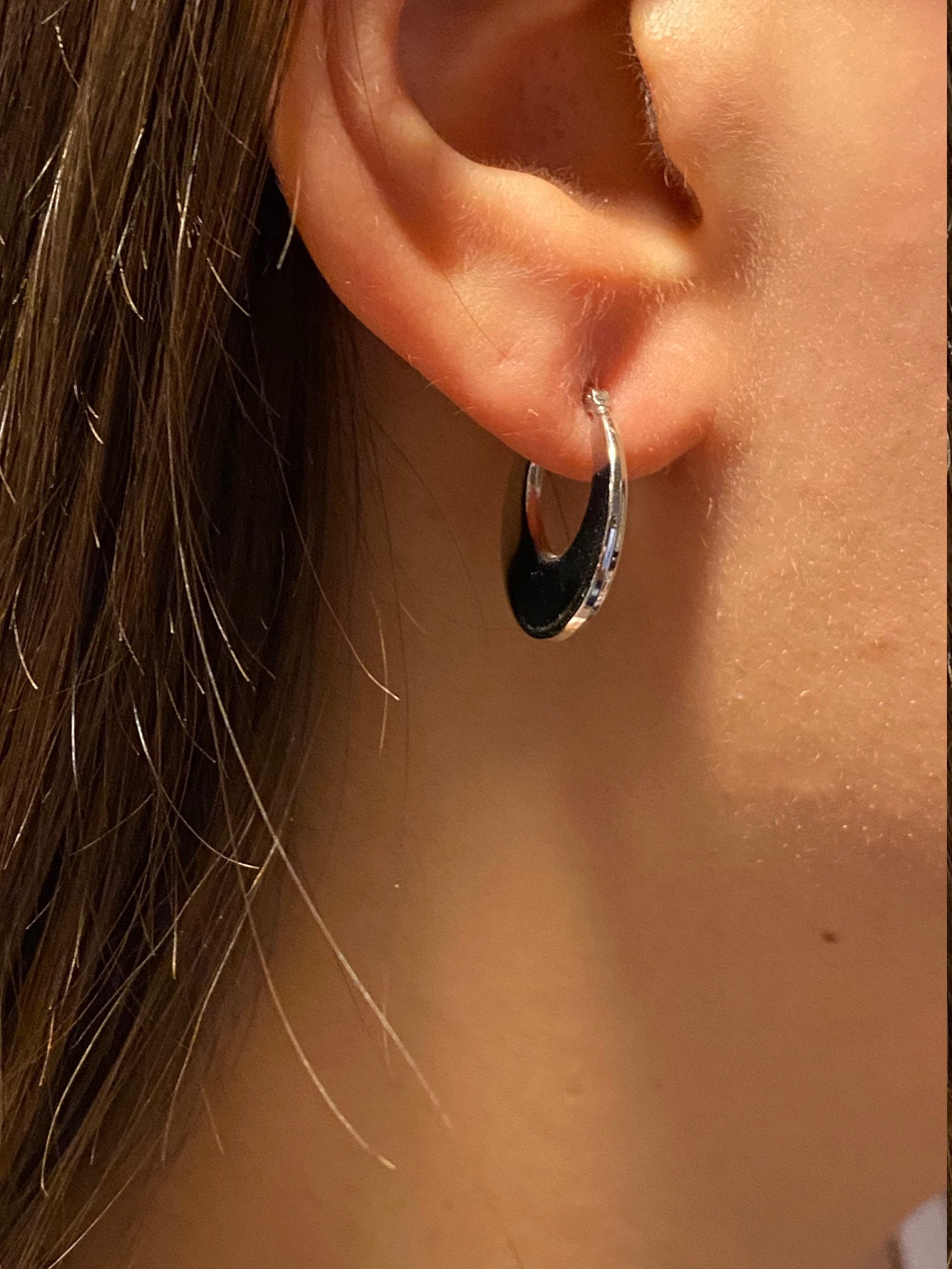 SOLD - The Hydrillas: Classic 14K White Gold Wide Hoop Earrings - Image 5