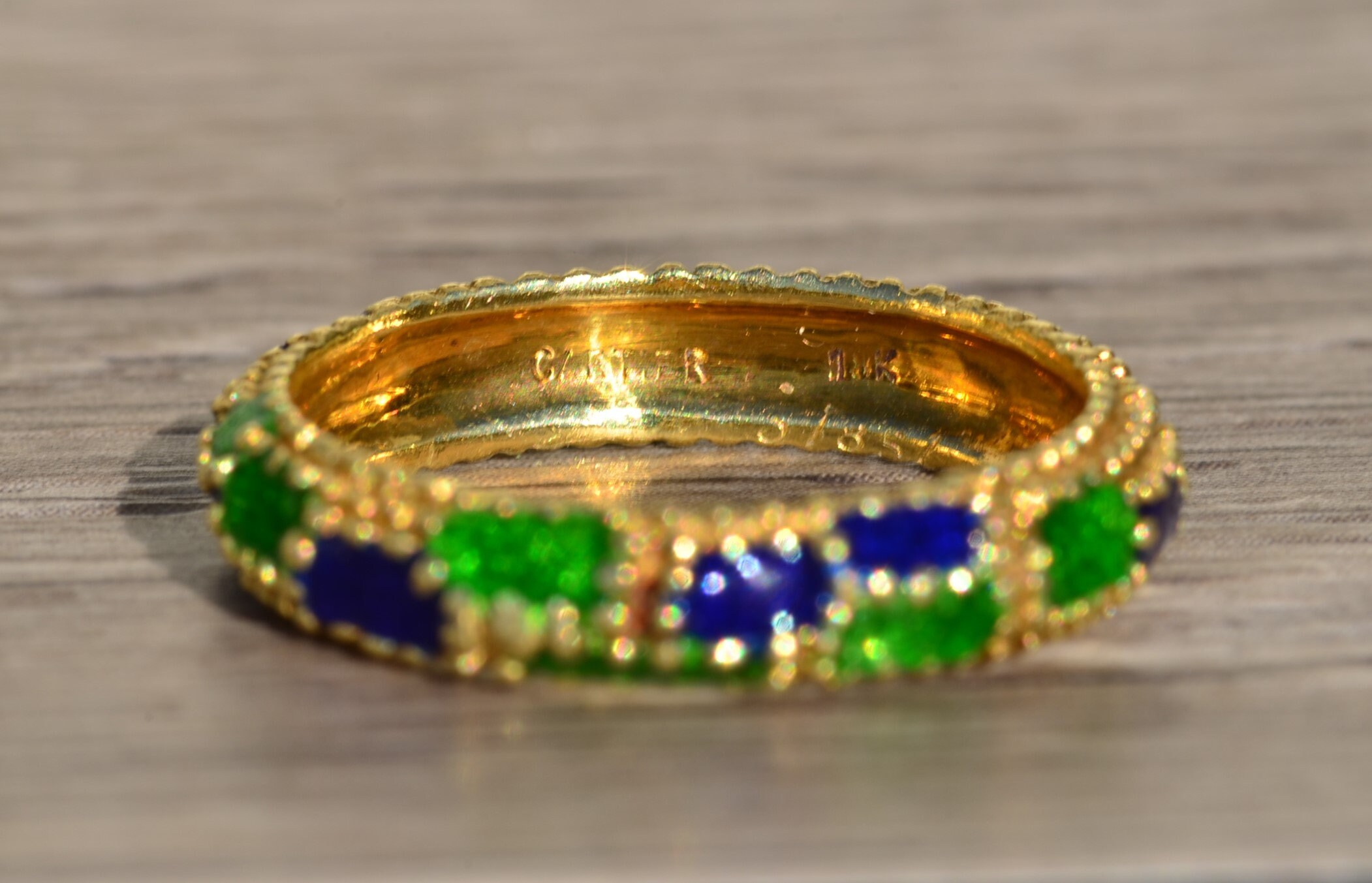 SOLD - The Maida: Ladies Signed Cartier Enamel Eternity Band in 18K Gold - Image 2