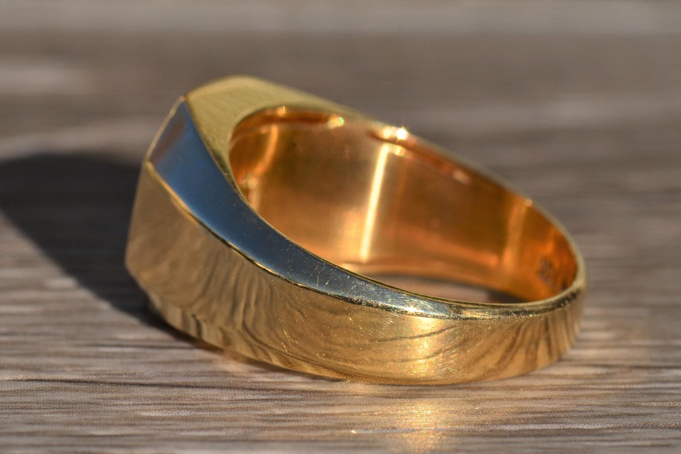 SOLD - The Kynan: Men's 14K Sapphire and Diamond Halo Ring - Image 3