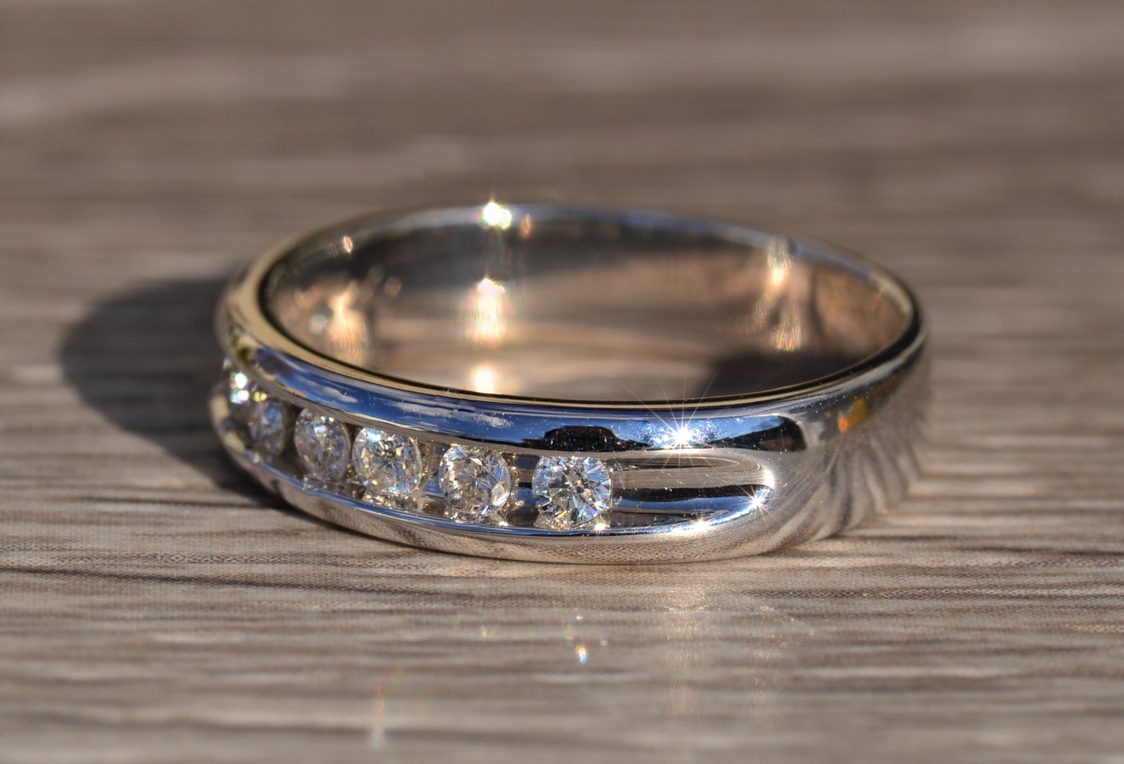 The Nurrin: Gentleman's 14K Channel Set Diamond Wedding Band - Image 2