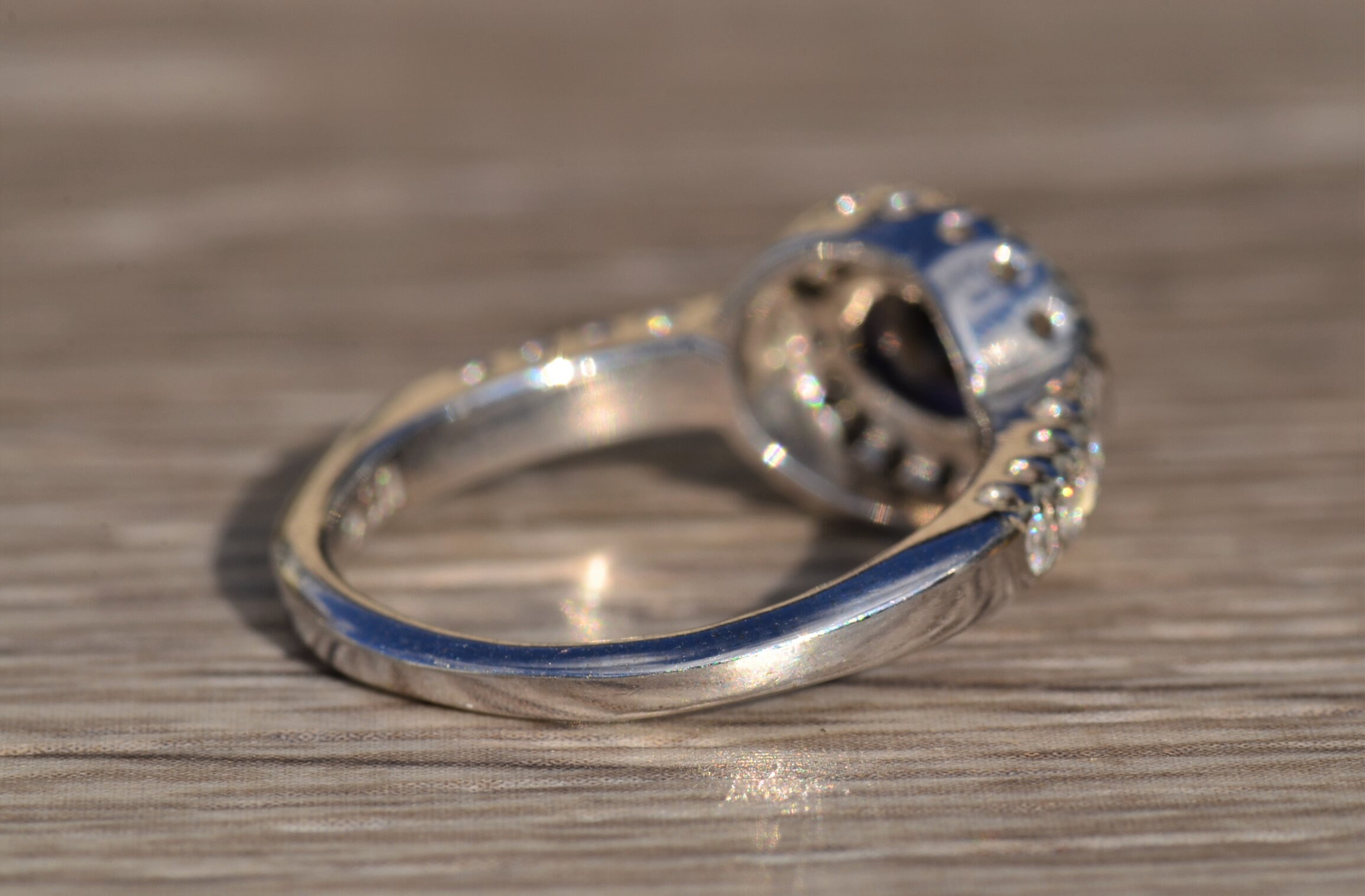 The Circe: Ladies Iolite and Diamond Halo Ring in 14K - Image 4