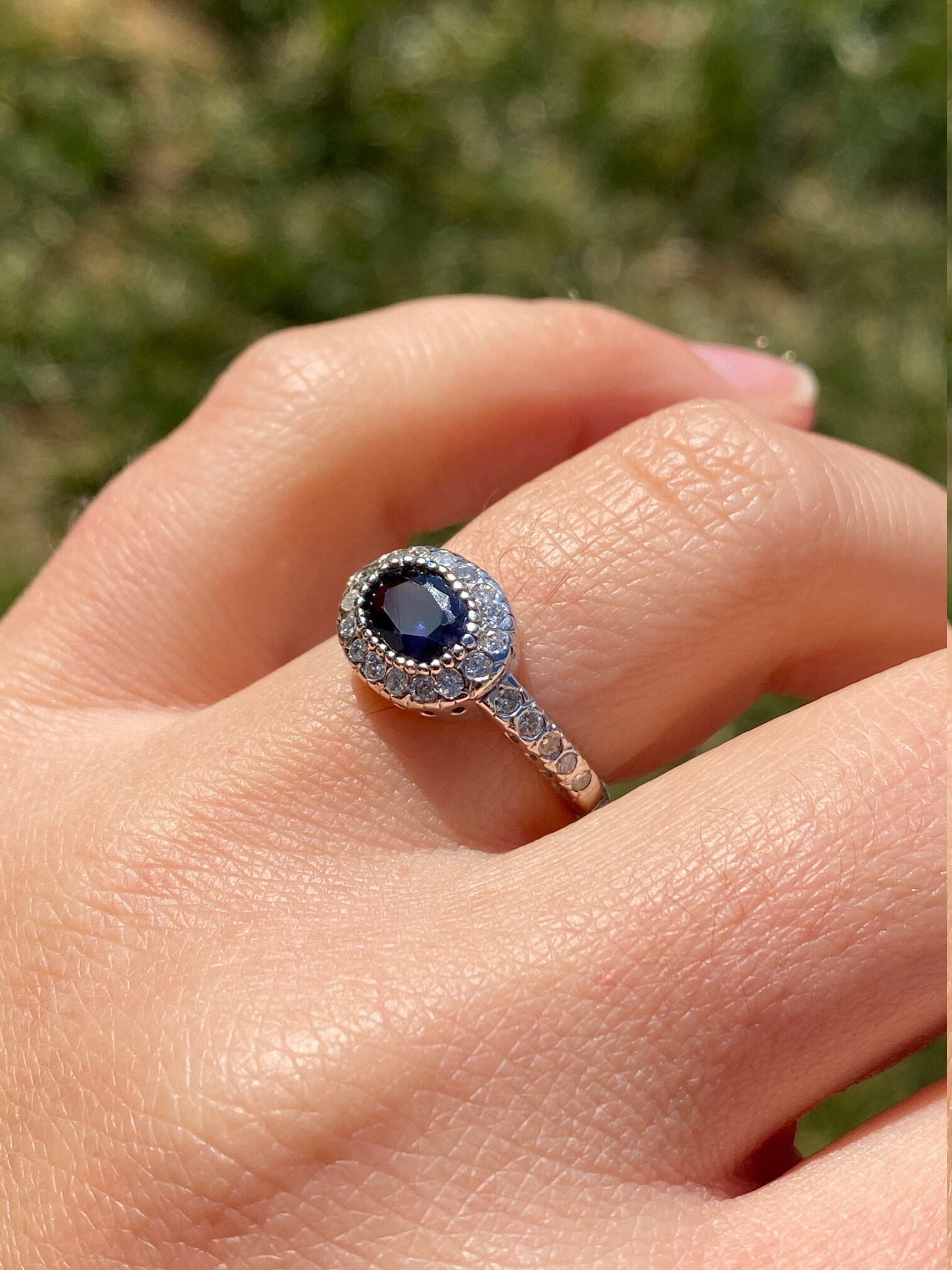 The Circe: Ladies Iolite and Diamond Halo Ring in 14K - Image 8