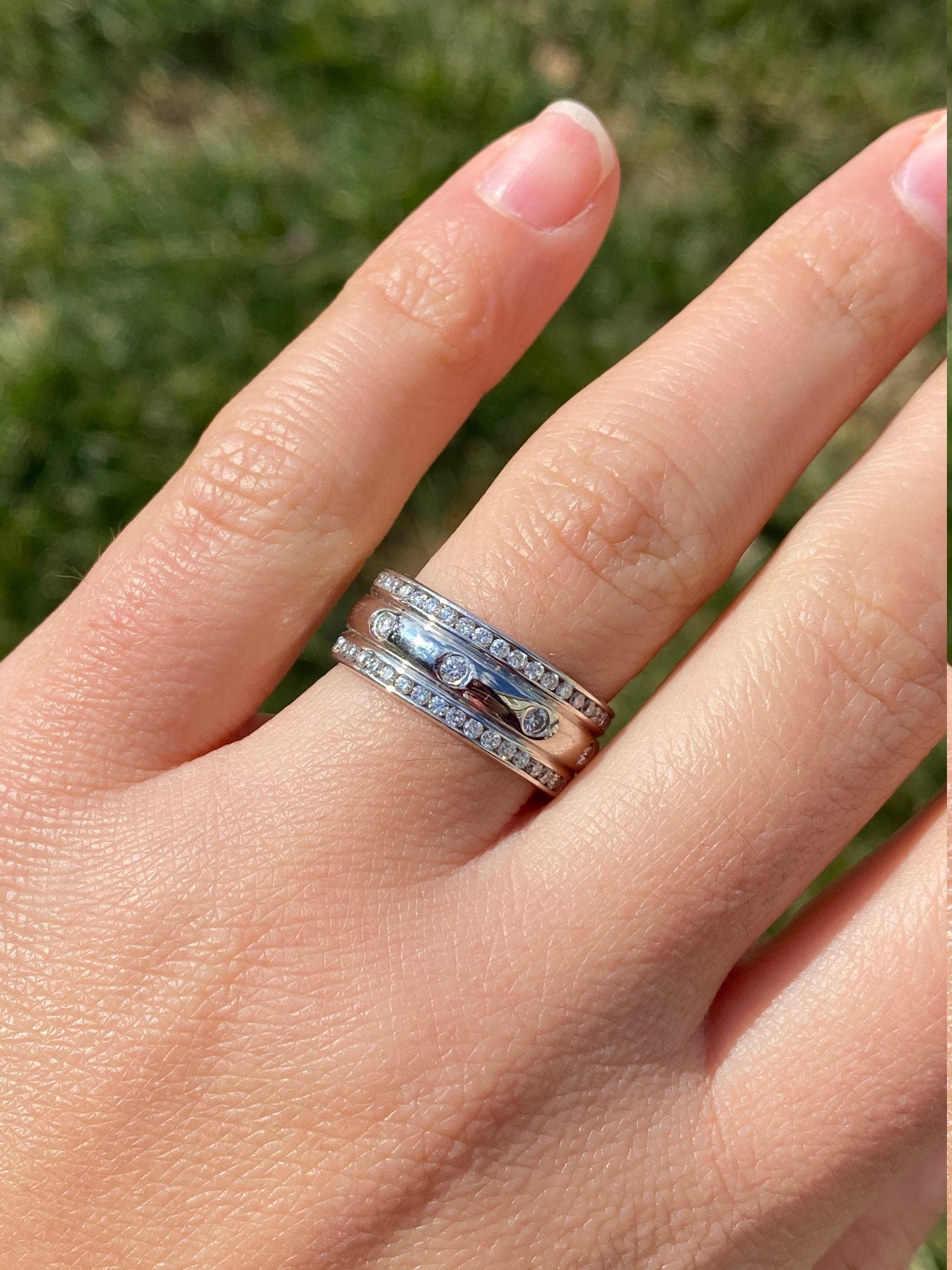 The Irida: Ladies 14K Wide Diamond Eternity Band - Image 4