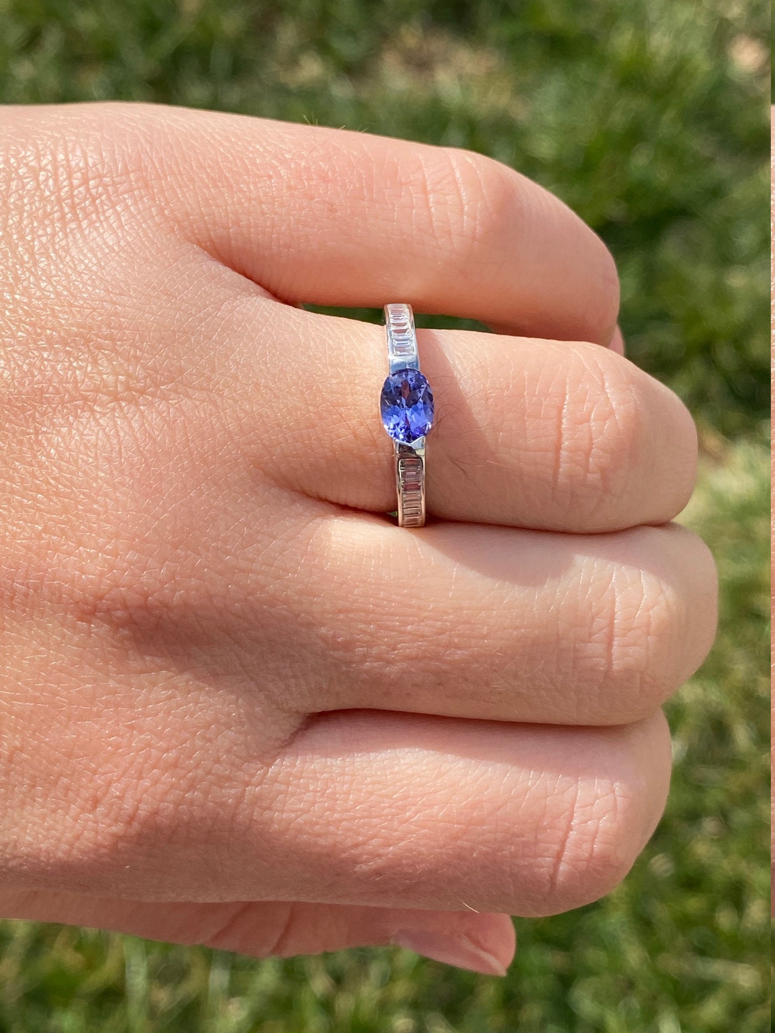 The Kineta: Ladies Tanzanite and Diamond Ring in 18K - Image 10